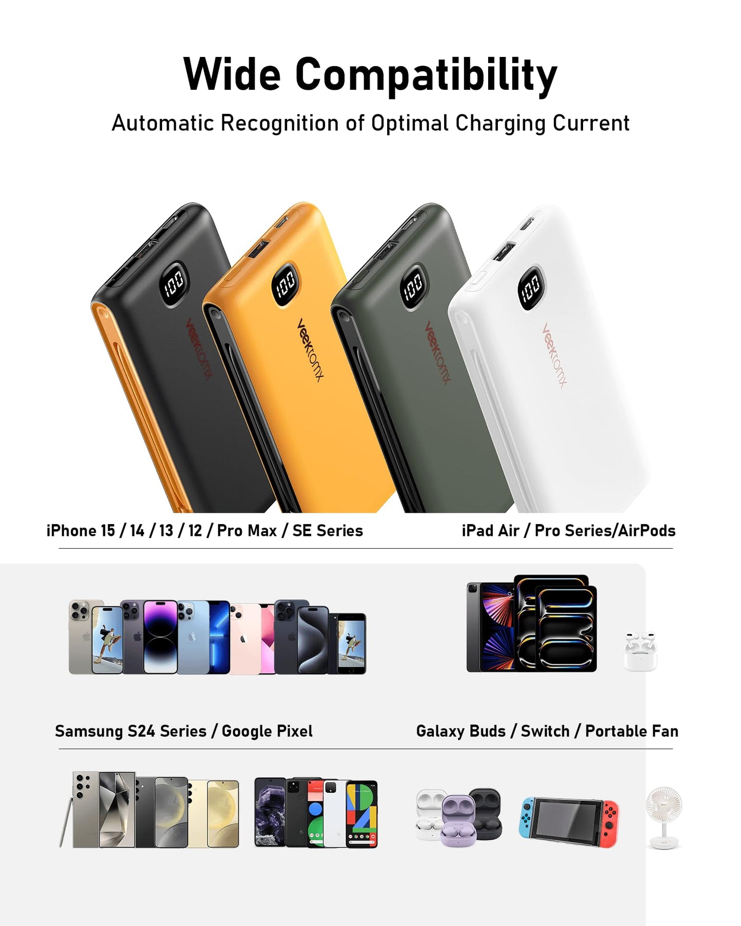 VEEKTOMX Portable Charger with Built in Cables 10000mAh, Power Bank for iPhone with Wall Plug, Travel Essential Fast Charging Slim USB C External Battery Pack for iPhone 17/16/15, Samsung, iPad, etc