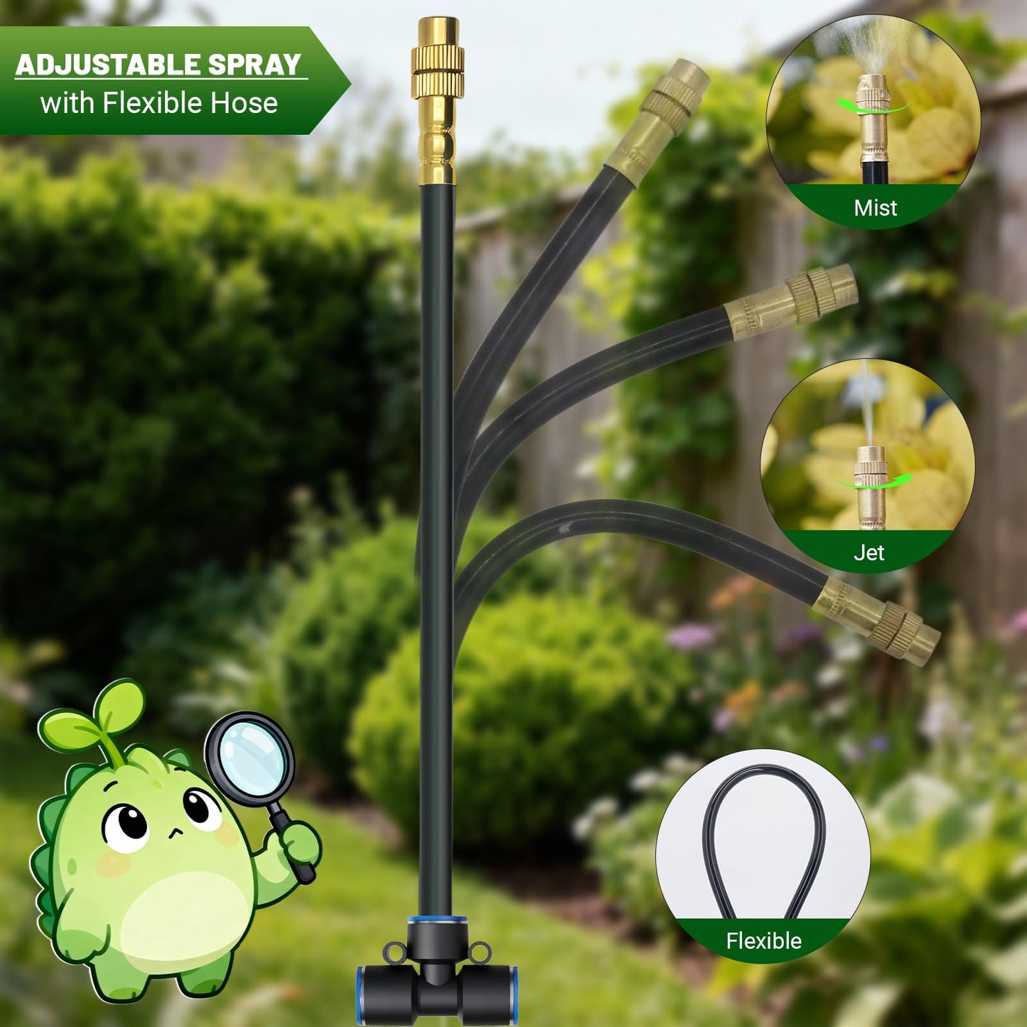 230FT Drip Irrigation Kit with Quick Connect PE Tubing, Automatic Garden Watering Sprinkler System, 2026 Upgraded Water-Saving Design with 3 Adjustable Misting Emitters, Greenhouse & Raised Bed