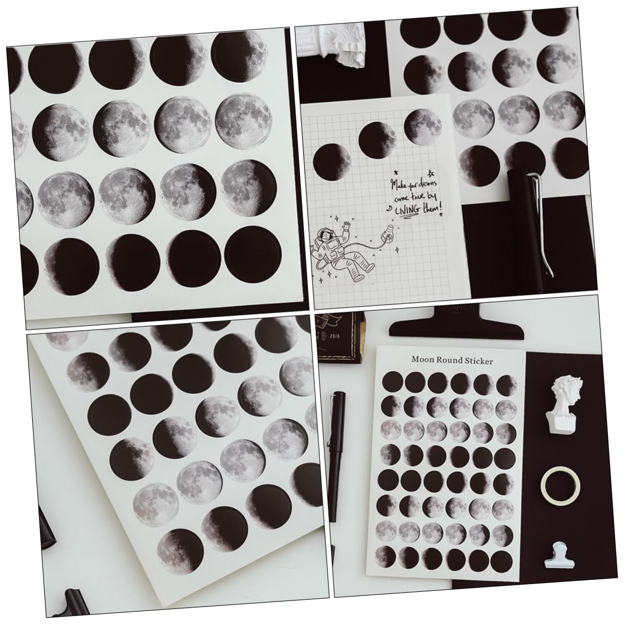 ARTIBETTER Moon Seal Stickers 20 Sheets Self-Adhesive Embossed Decorative Labels for Scrapbooking Diary Photo Card Sealing Moon Theme DIY Craft Stickers