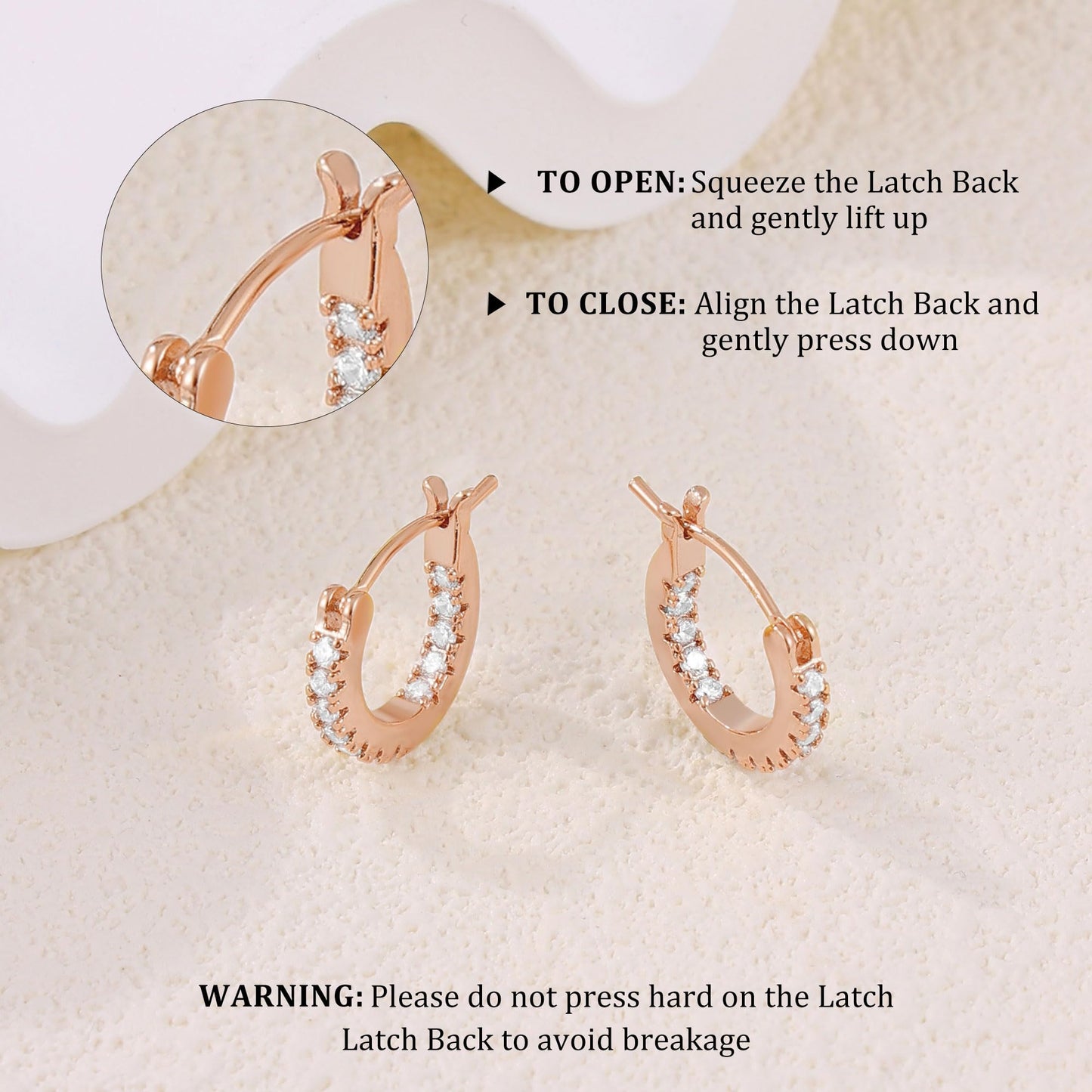 Gacimy Rose Gold Hoop Earrings for Women, 15mm Cubic Zirconia Rose Gold Hoop Earrings, 14k Rose Gold Plated Hoop with 925 Sterling Silver Post