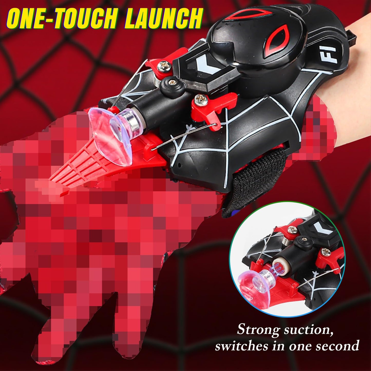 Spider Web Shooters,Web Shooter with Gloves, String Launcher Toy with Real Silk Reel-in Action, Web Launcher Spider String Shooter Toy, Web Shooter with Gloves