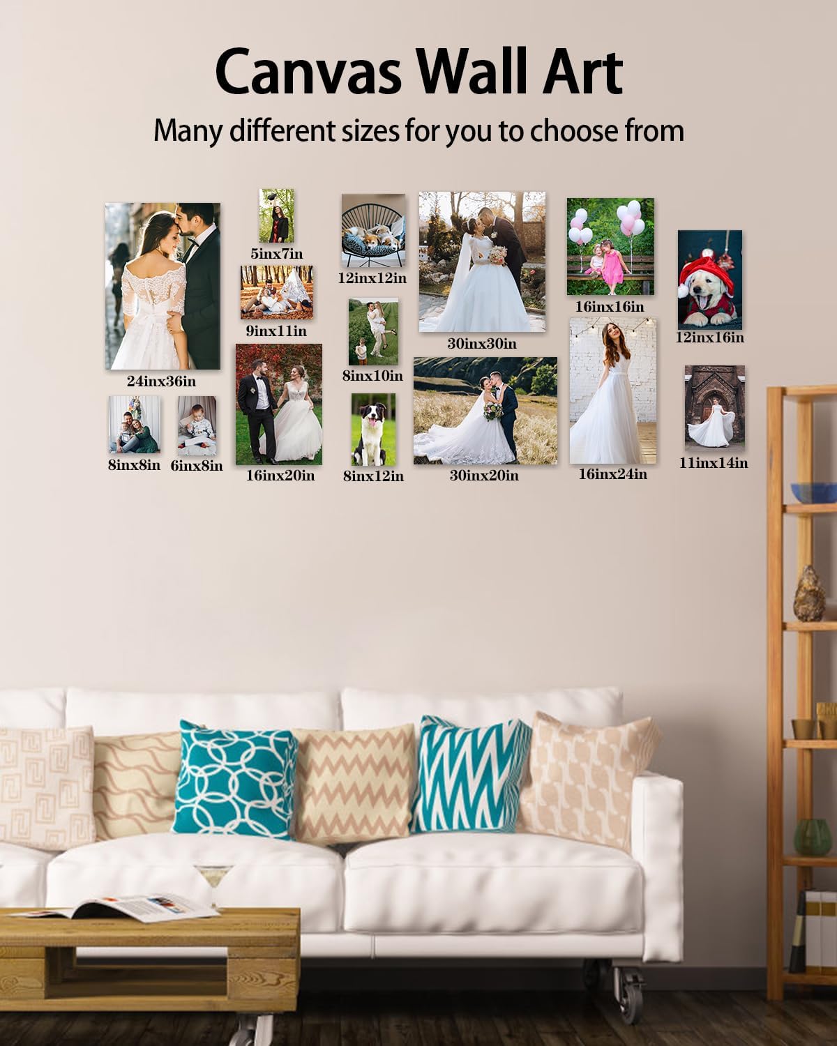 AbcCustomize Canvas Prints with Your Photos, Personalized Photo To Canvas Print for Bedroom, Living Room, Farmhouse Office Decor,Custom Canvas Wall Art for Gifts & Keepsakes, Ready to Hang