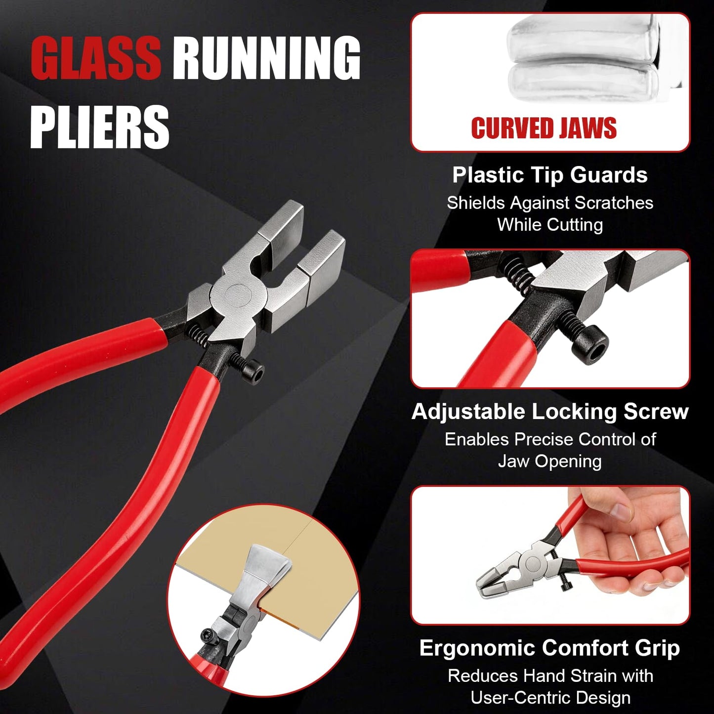Glass Cutter, Upgrade Stained Glass Breaking Pliers, 2-20MM Glass Cutter Kit, Heavy Duty Glass Cutting Tool for Stained Glass, Tiles, Mosaics Cutting and Breaking