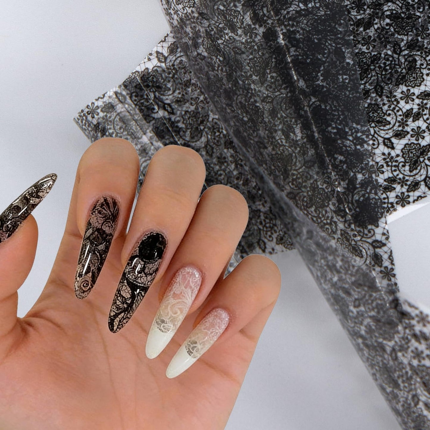 SILPECWEE 20 Rolls Lace Nail Foil Transfer Sheets - Nail Art Foil for Acrylic Nails Lace Nail Wraps Stickers for Nails Decorations, DIY Crafts, Resin Jewelry