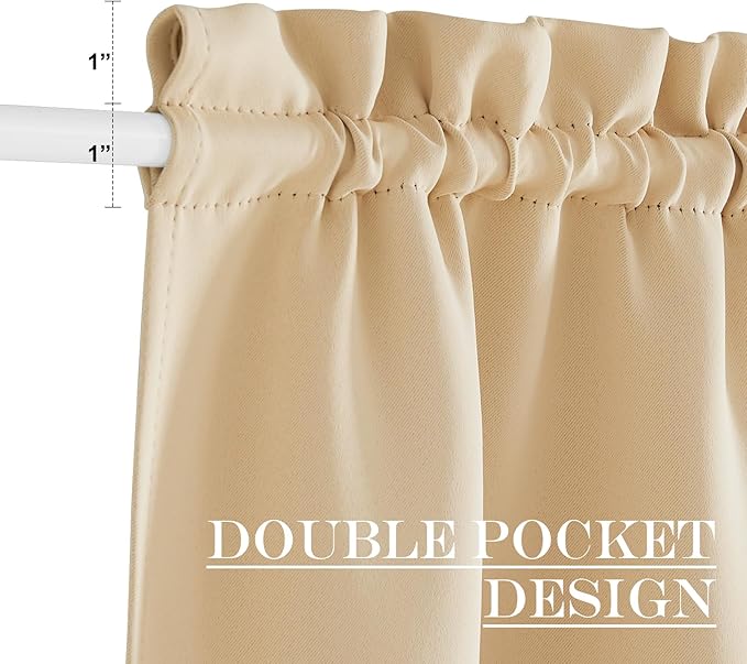 NICETOWN Blackout Side Door Curtains, Front Door Curtains for Small Window, Privacy Shades for Sidelight, Thermal Insulated Window Covering, Biscotti Beige, 1 Panel, W12 X L40 Inches Long