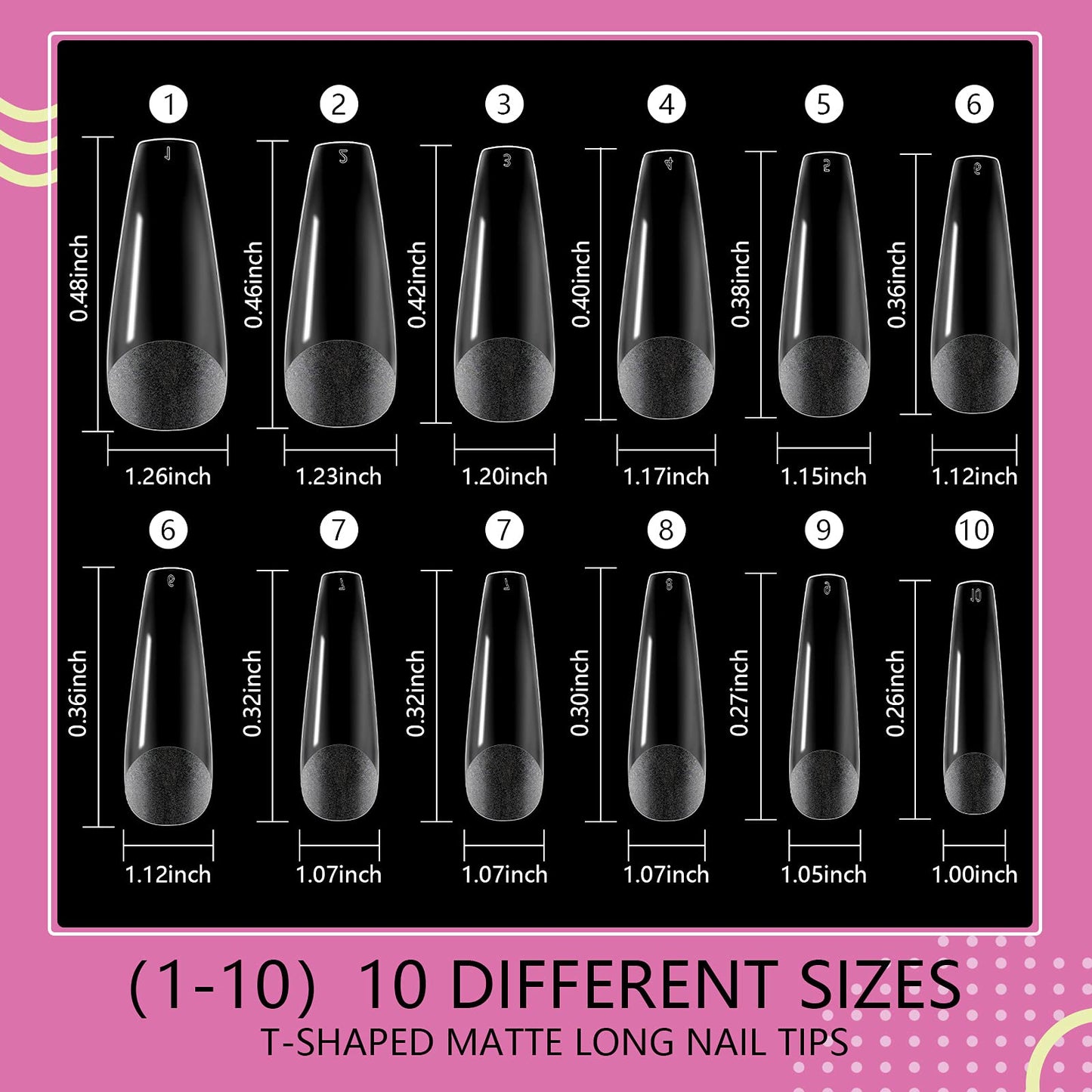 Saviland Matte Coffin Nail Tip – 240PCS No Need to File Acrylic Nail Tips Professional French Tips for Nail Extension Full/Half Cover Dual Use Matte Texture Press on Nails Pre-Shape 10 Sizes Salon DIY