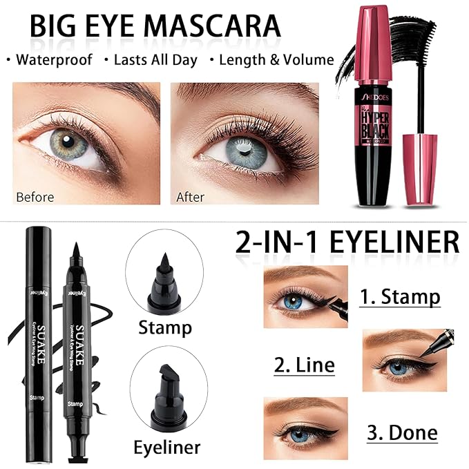 All in One Makeup Kit for Women Full Kit, Makeup Set 12 Colors Eyeshadow, Foundation & Primer, Lipsticks, Eyeliner, Mascara, Contour Stick, Brow Soap, Brush & Sponge, Make Up Gift Set for Women, Teens