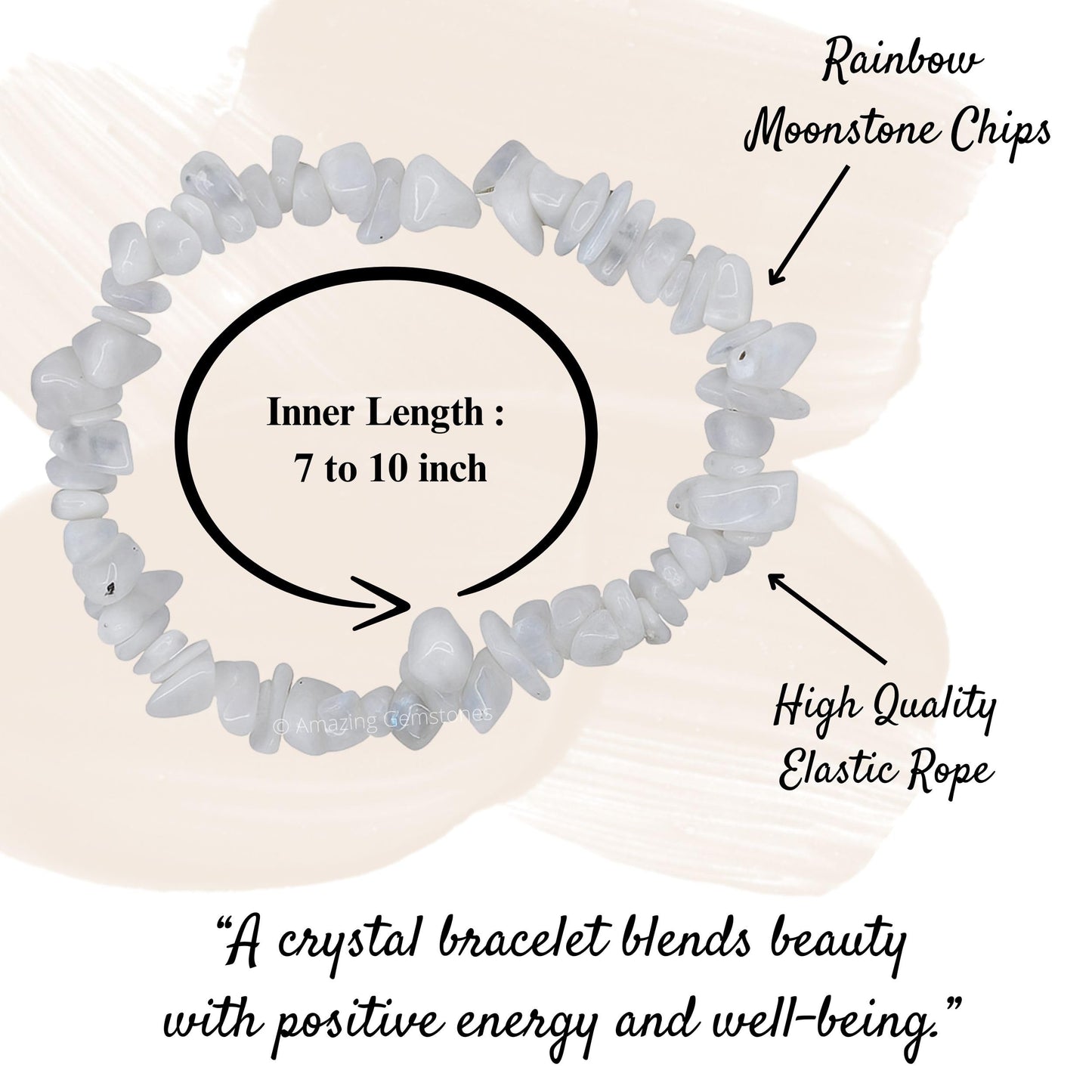Amazing Gemstone Chips Bracelet (Rainbow Moonstone)