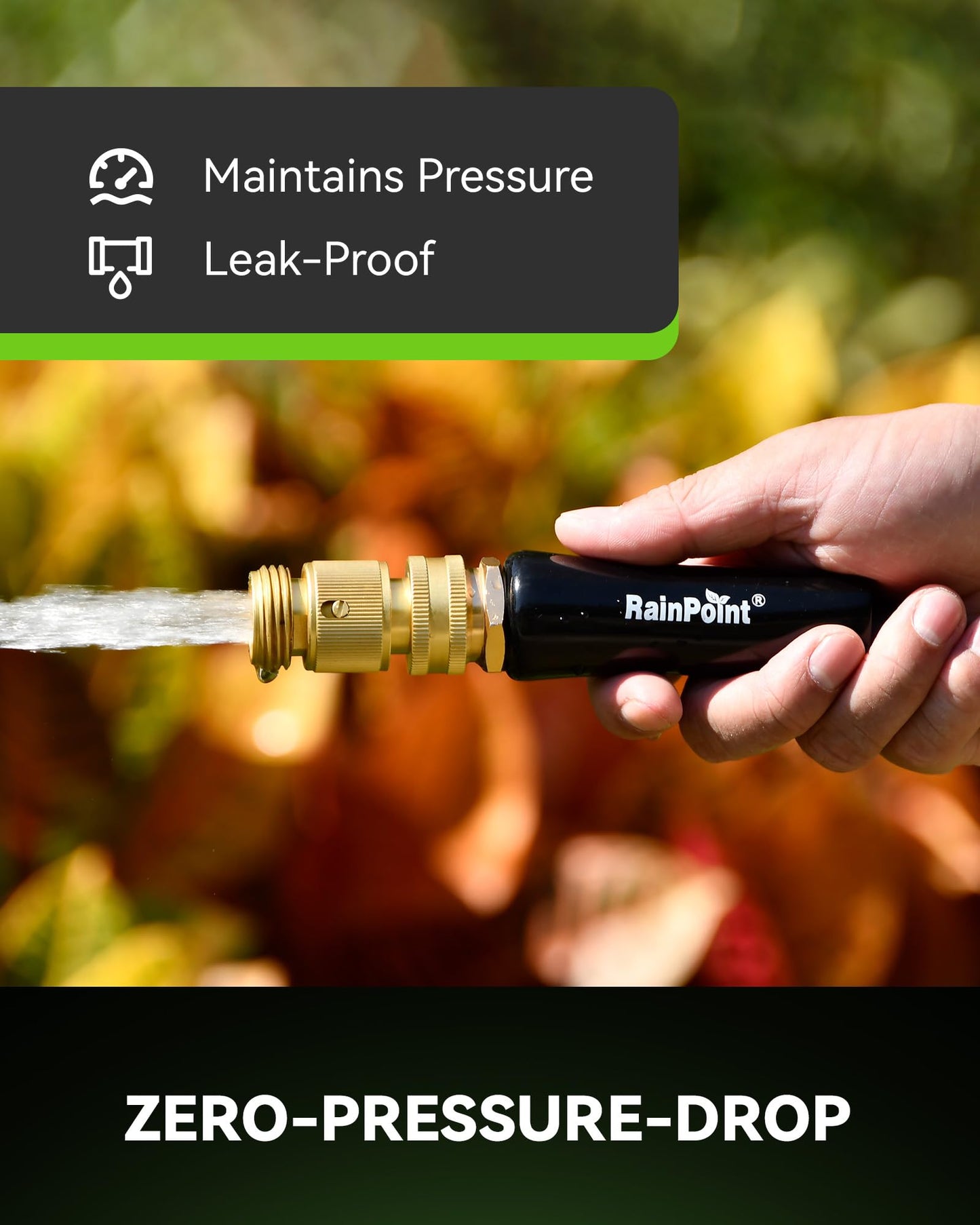 RainPoint Quick Connect Hose Fittings 3/4" GHT - Solid Brass Garden Hose Connectors, No-Leak Design & Universal Fit for Instant Connection (4 Sets)