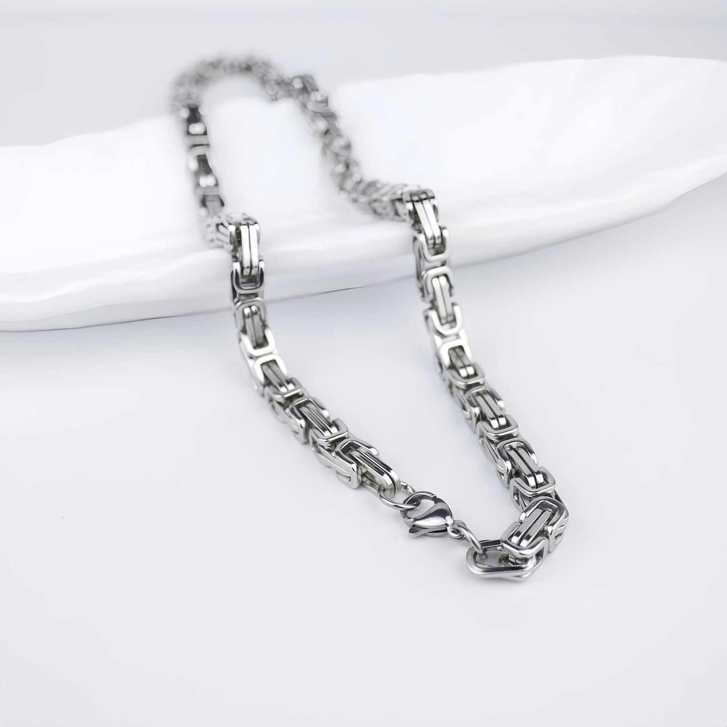 Joddfly Stainless Steel Byzantine Chain Necklace for Men, 20 inches