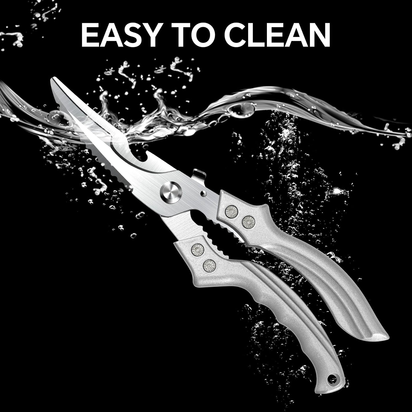 2PCS Kitchen Shears Set Multi-Purpose Kitchen Scissors for Food Heavy Duty Culinary Chef Scissors for Cutting Chicken Meat Vegetables Herbs Scaling Fish, Good Grips Professional Poultry Shears, Silver