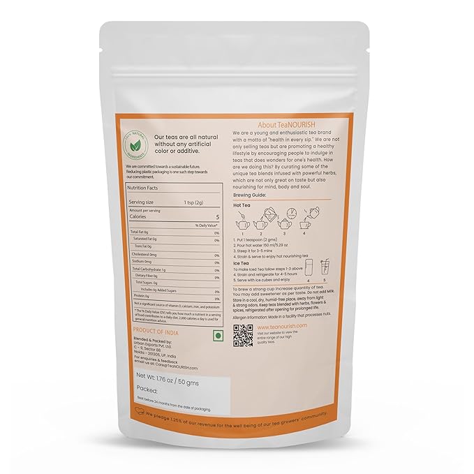 TeaNOURISH Mountain Rose Green Tea | Loose Leaf Tea | Blended with Rose Petals, Blue Cornflower & Cinnamon | 100% NATURAL INGREDIENTS | Brew Hot or Iced Tea - 1.76oz/50g (Pack of 2)