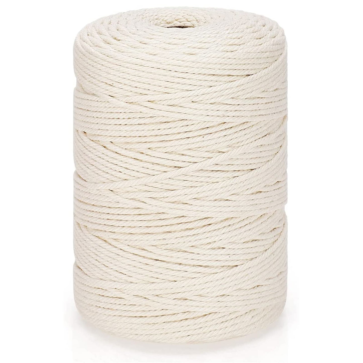 Natural Cotton Macrame Rope - 3mm x 328Yards (984Feet), 4 Strands Twisted Macrame Cord for Wall Hanging, Plant Hangers, Crafts, Gift Wrapping and Wedding Decorations, Beige