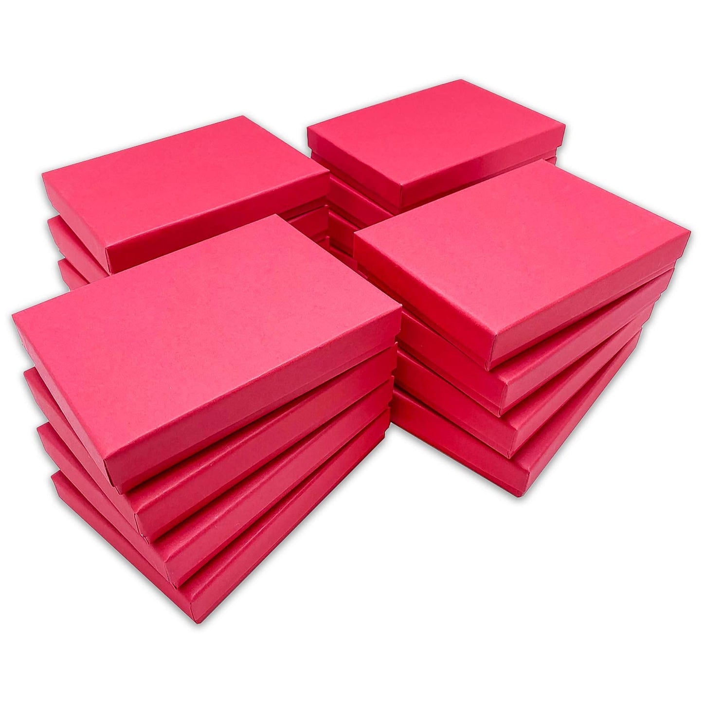 TheDisplayGuys - 25-Pack #53 Cotton Filled Cardboard Paper Jewelry Boxes Gift Case - Matte Red (5.4" x 3.9" x 1.0") - for Shipping or Storage