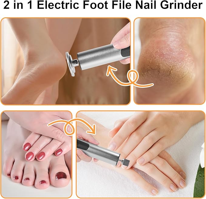 ele ELEOPTION Electric Callus Remover for Feet Electric Foot File Nail Grinder 6 Speed Adjustable Rechargeable Professional Foot Sander Pedicure Tool for Feet Dry Dead Skin Silver
