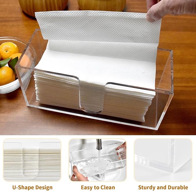 1Pack Acrylic Countertop Paper Towel Holder, Paper Towel Dispenser Countertop/Acrylic Napkin Holder(5mm Acrylic) C-fold or MultiFold Trifold Paper Towels for Bathroom, Kitchen,Restaurant (1)