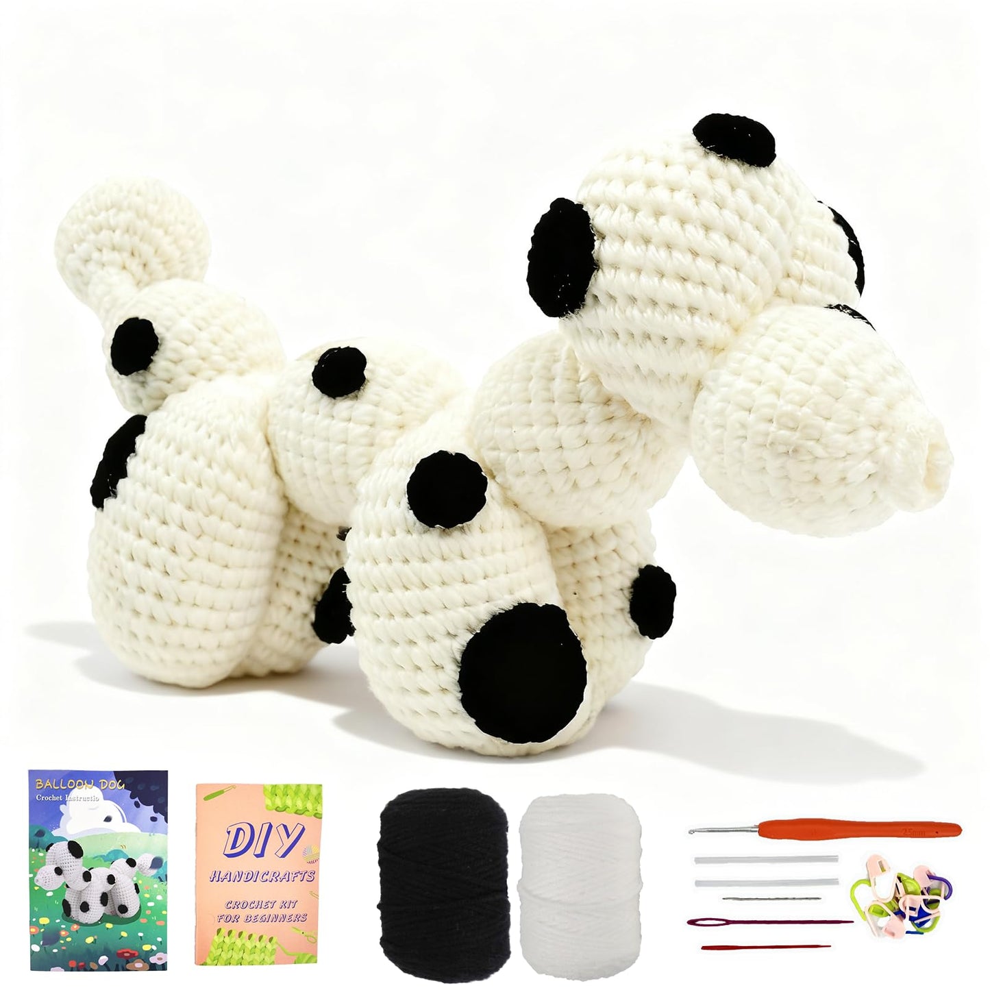 Dog Crochet Kit for Beginners, Larger Size Amigurumi Starter Kit with Step-by-step Tutorial Video and User Manual, Easy Art Crochet Knitting Amigurumi, DIY Animal Kits Dogs Puppy Lovers
