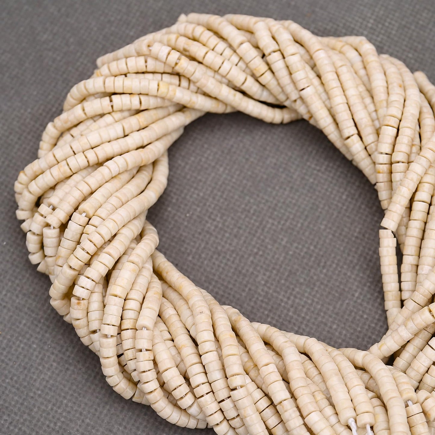 BONNY BOXX 150PCs Natural White Fossil Spacer Beads, Loose Semi Precious Flat Round Gemstone Heishi Disc Stone Beads for Beading Jewelry Making 4mm*2mm
