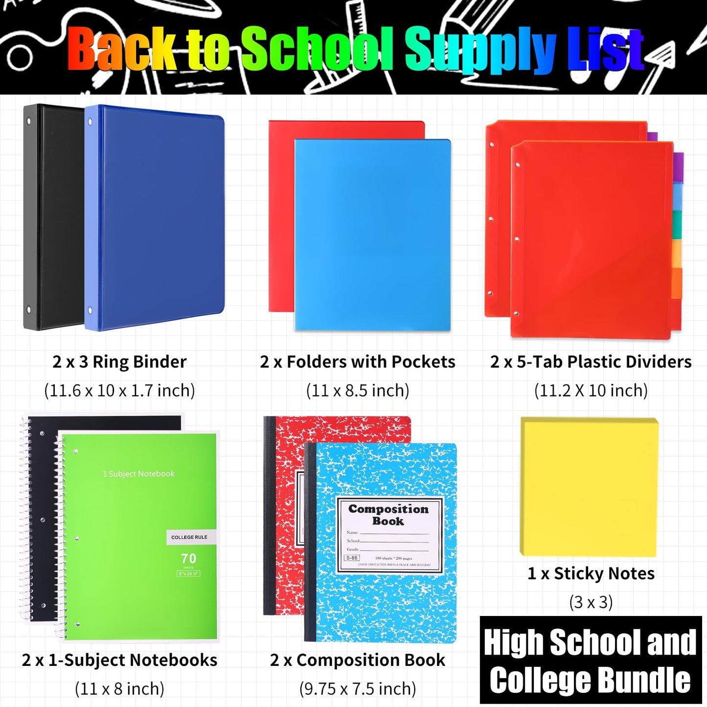 88 Pcs Back to School Supplies Kit with Backpack for High School College Students School Supply Box Essential Learning Tools Supply Box for Senior Students Teachers Includes Calculators (Pink)