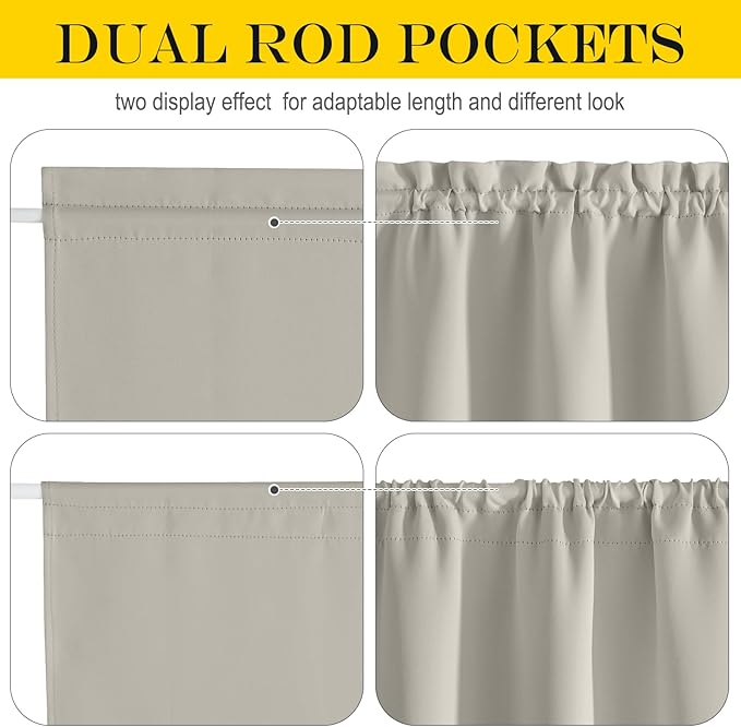 NICETOWN Blackout Door Curtain – Thermal Insulated Blackout Window Cover for French & Front Doors with Adjustable Tieback, Room Darkening Shade for Privacy, Natural, W30 x L50, 1 Panel
