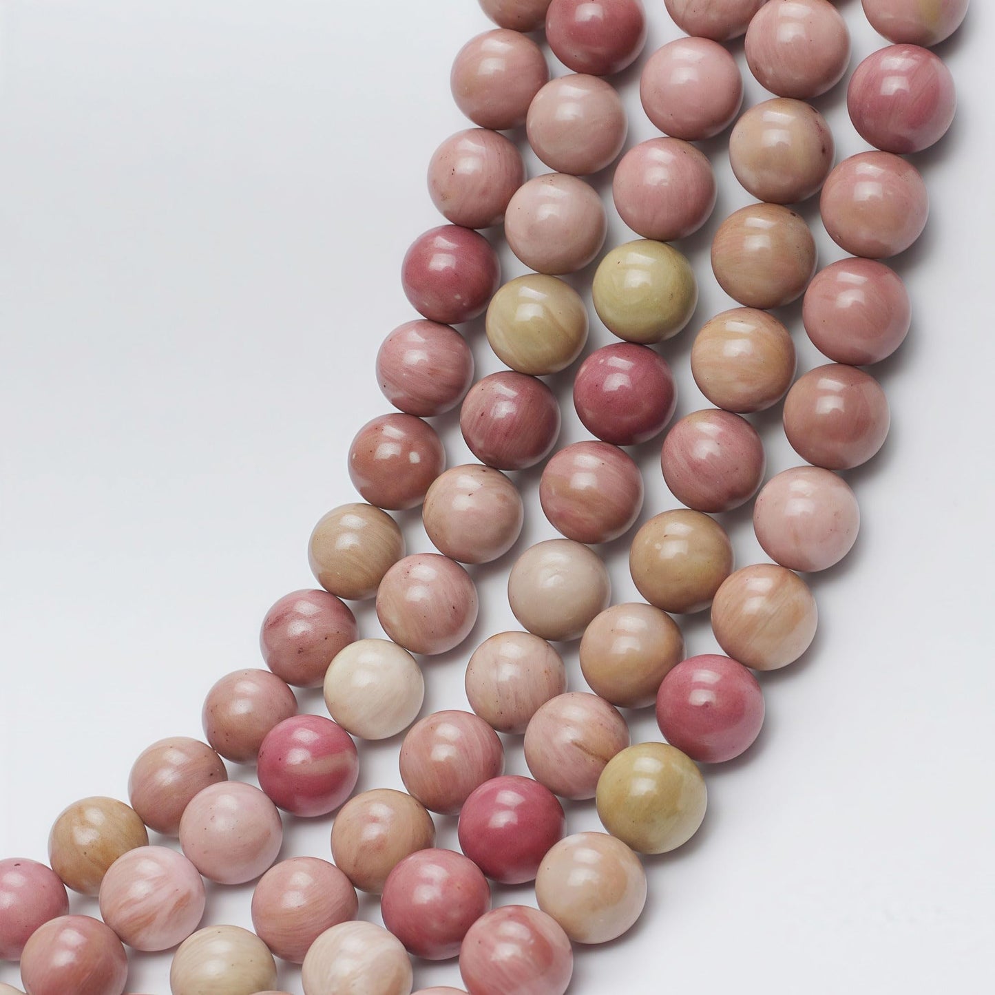 MJDCB Natural Red Stripes Rhodonite Round Stone Beads for Jewelry Making (10mm)
