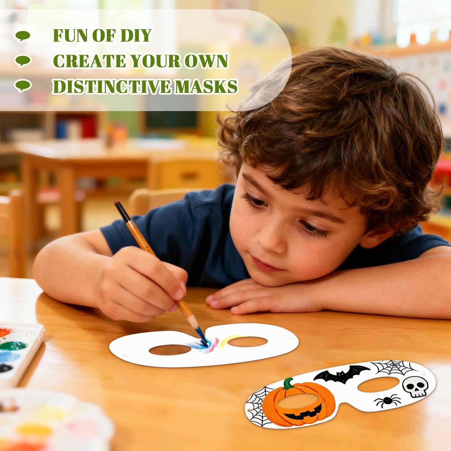 Tecmisse 100 Pack White Paper Eye Masks, Plain Masquerade Mask Blank Masks Decorate for Cos-Play, Halloween Party
