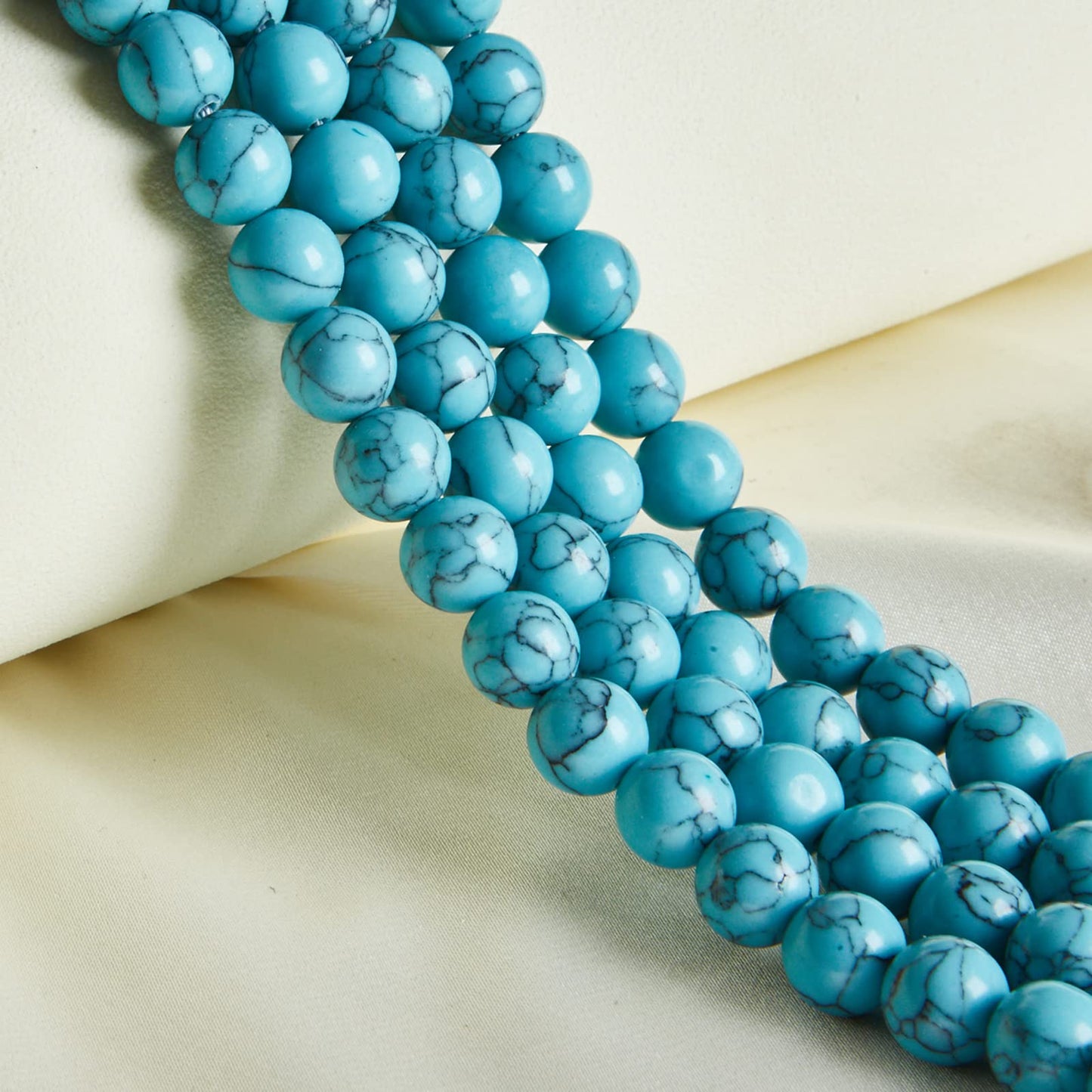 35pcs 10mm Natural Blue Turquoise Beads Gemstone Beads Round Loose Beads for Jewelry Making