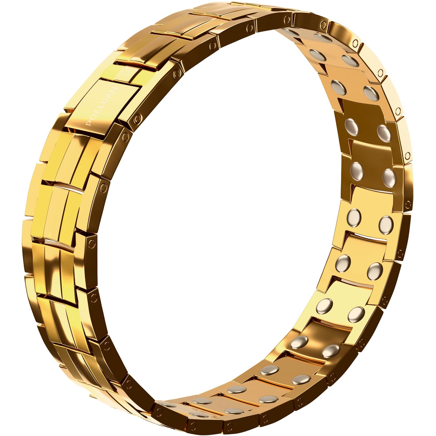 POLLDAN® 3X Power Magnetic Bracelets For Men | 6200 Gauss Strength Mens Titanium Bracelet with Fold-Over Clasp, Adjustable Length, Gift Box, Sizing Tool | Innovative Magnets Alloy - Patent (2X Gold)