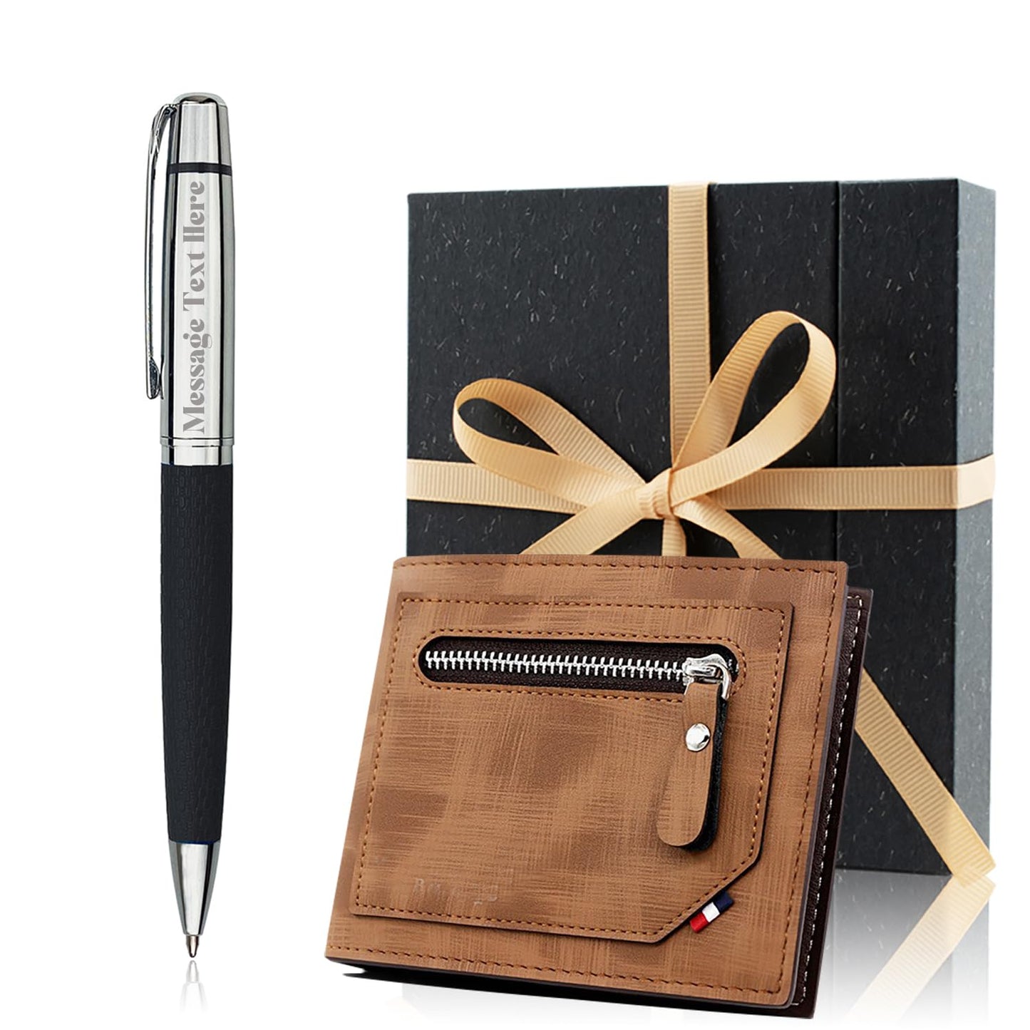 Yastar Customized Gift Pen with a Wallet Luxury Ballpoint Pen with Box 2 extra Black Refills - Custom with Names Message -Gift Pen Set for Family Colleague Elder Friends