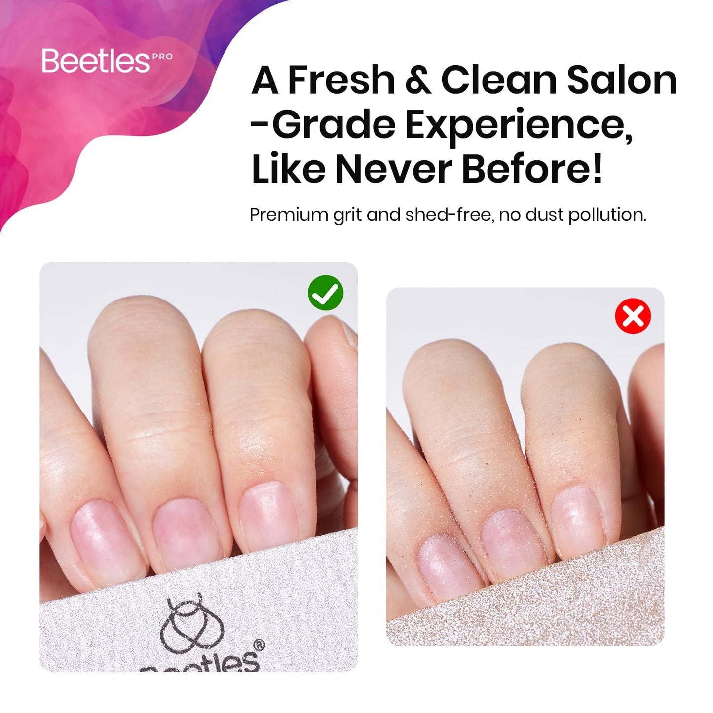 Beetles Pro 120-Pcs Nail File – Professional 100/180 Grit Double Sided Emery Board Nail Files Washable with Professional Curved Cuticle Scissors, Multi-Purpose Premium Stainless Steel
