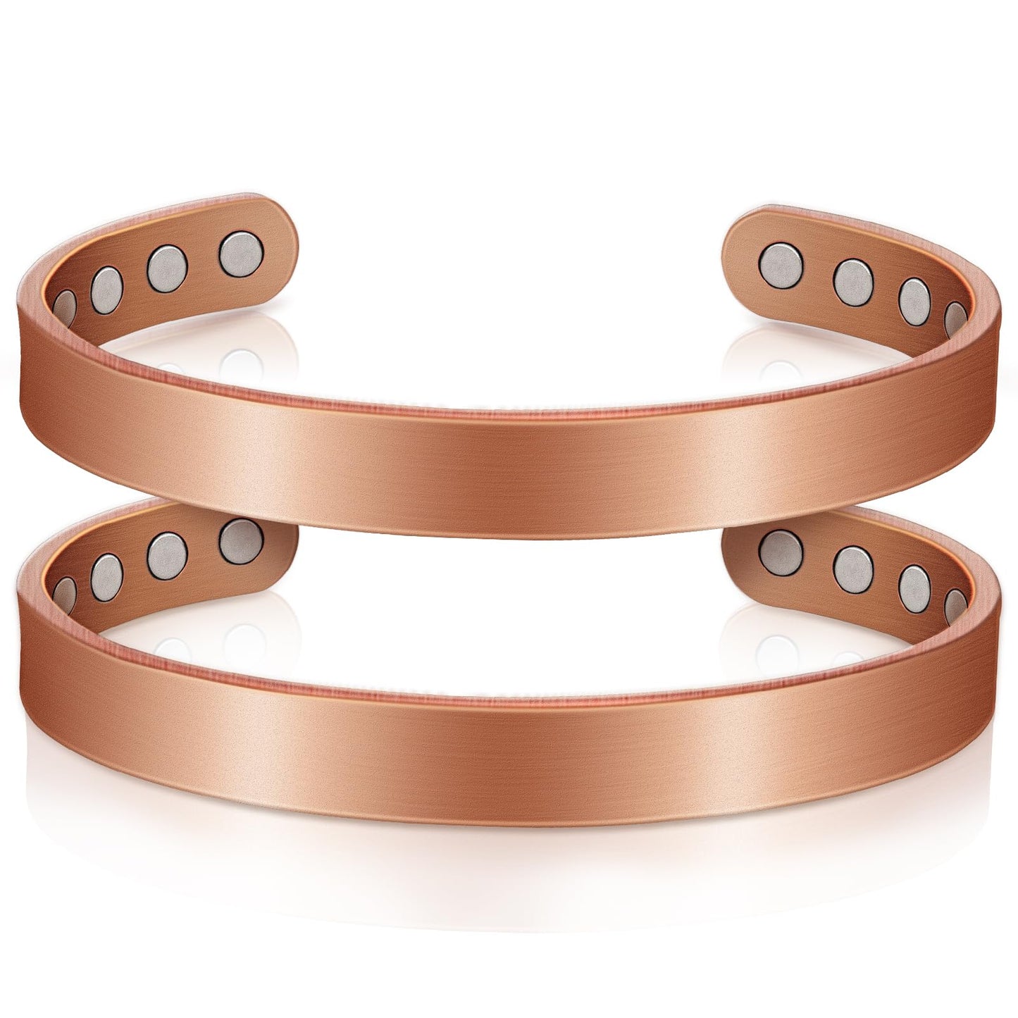 Auramag Copper Bracelets for Women, Magnetic Bracelet for Men with 3500 Gauss Magnets, Adjustable Jewelry with Gift Box(2 PCS)