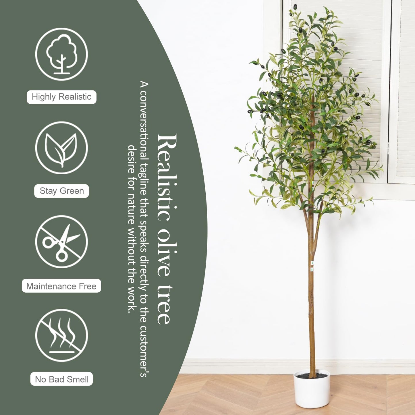 Sillaff Olive Tree 6FT Fake Tree Faux Plants Indoor with Pot Artificial Tree Nearly Natural Olive Branches and Fruits for Living Room Home Office Decorations