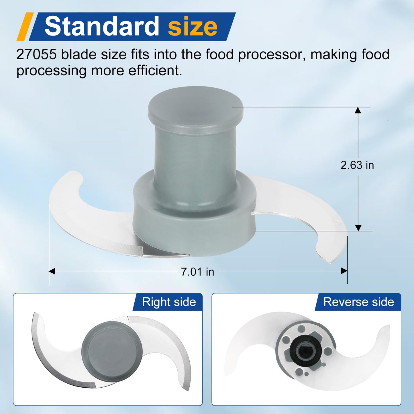 27055 S Smooth Blade Compatible with robot coupe Commercial Food Processor, Replacement for R201, R2, R2A, R2N, R2B, R2U, Stainless Steel Blade with Pitch, 1 Year Warranty