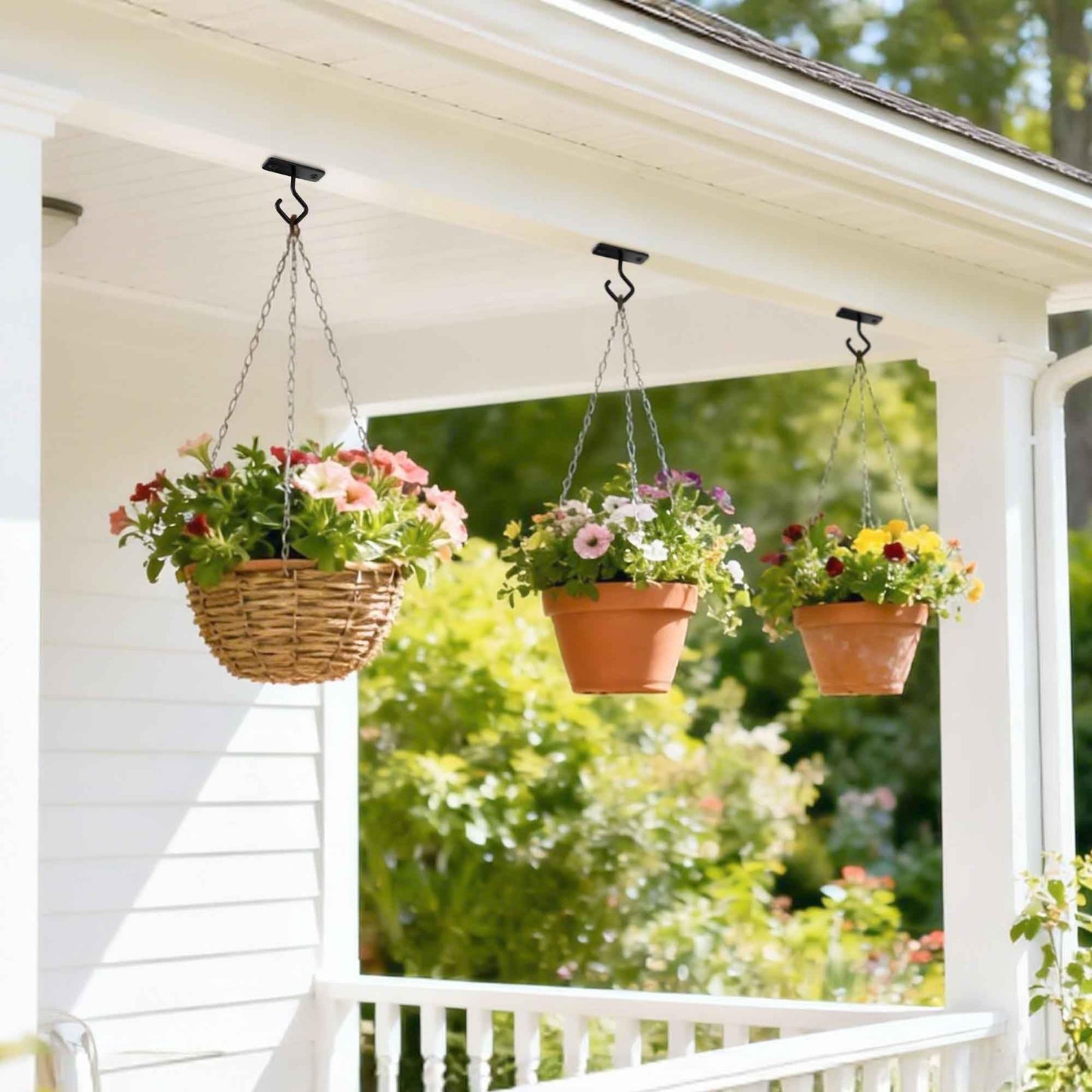 Lifyzoon Ceiling Hooks for Hanging Plants: 4 Pack 2.5 Inch Iron Plant Bracket for Wall Mount, Black Metal Plant Hangers Wall Hooks for Light, Lanterns, Wind Chimes, Outdoor Indoor
