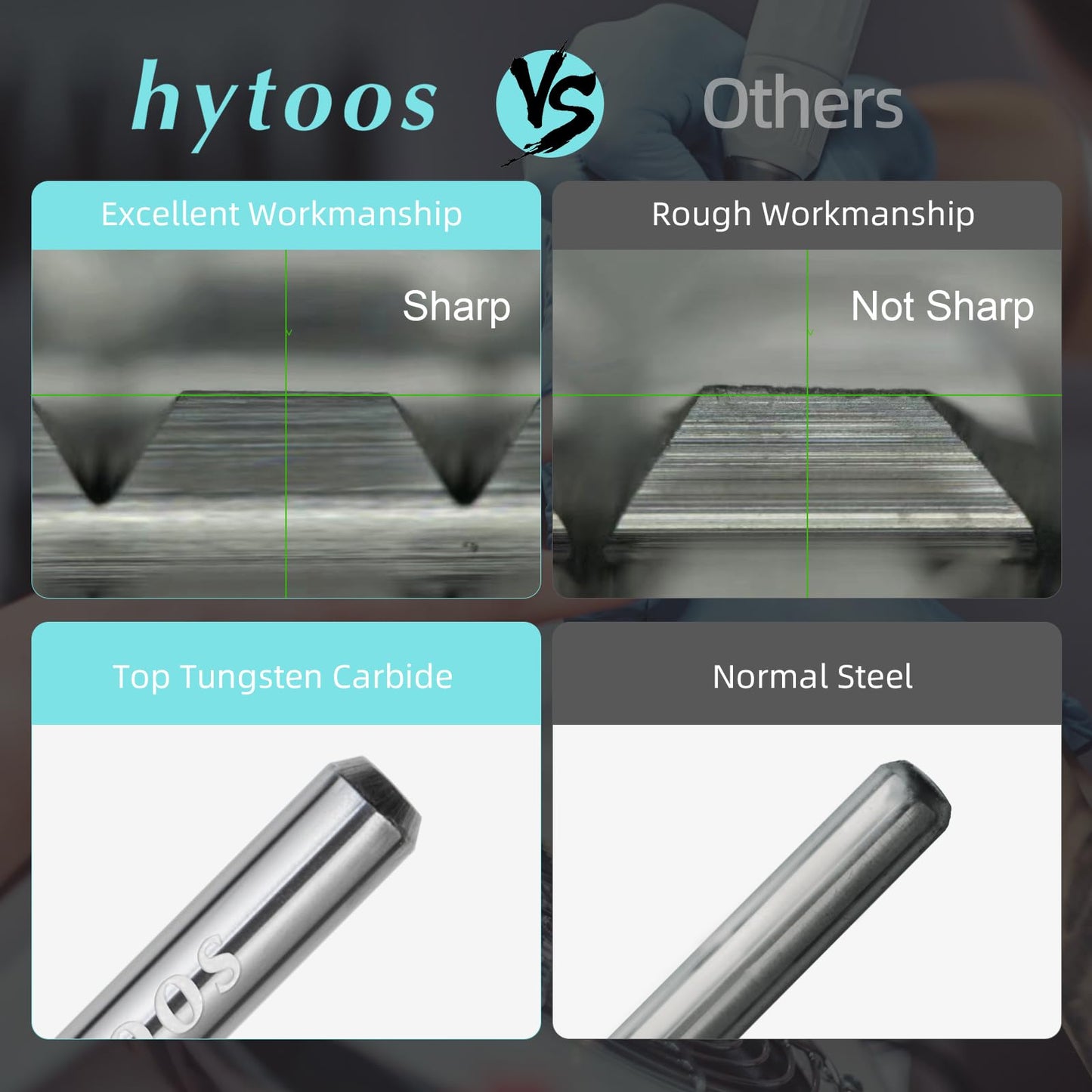 HYTOOS Safety Tapered Nail Drill Bits, XF Blue Nano Smooth Top Barrel Nail Bit, 3/32 Two-way Carbide Drill Bits for Nails, Electric Drills Files Accessories Removal Manicure Base Coat