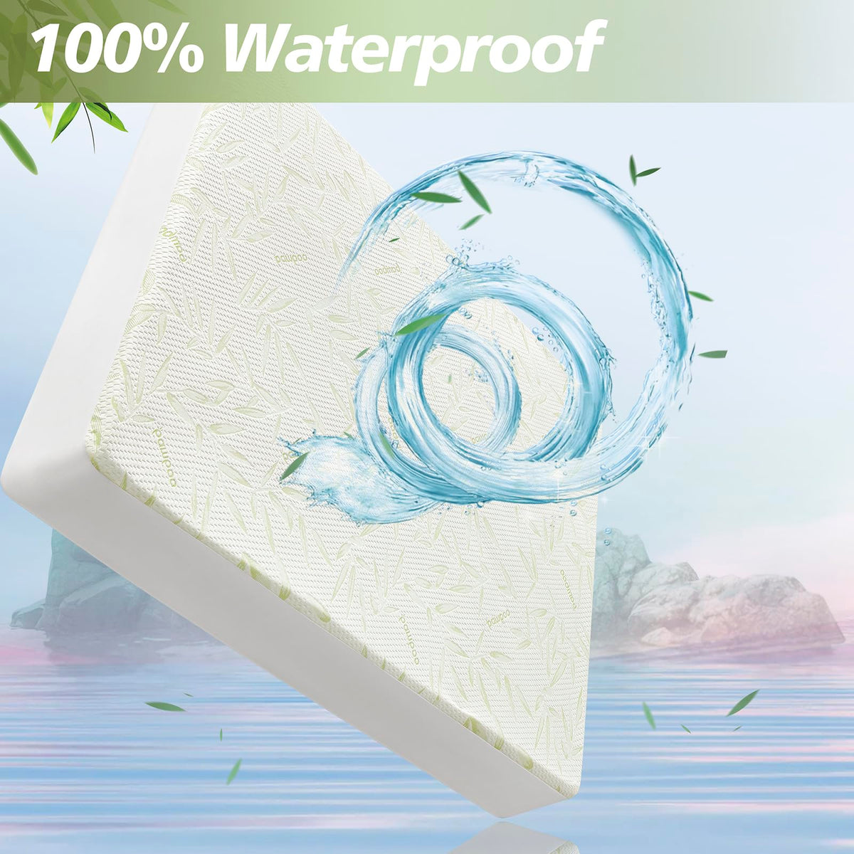 California King Mattress Protector Waterproof Mattress Pad Washable Bamboo Rayon Mattress Cover Breathable Noiseless Bed Protector 5"