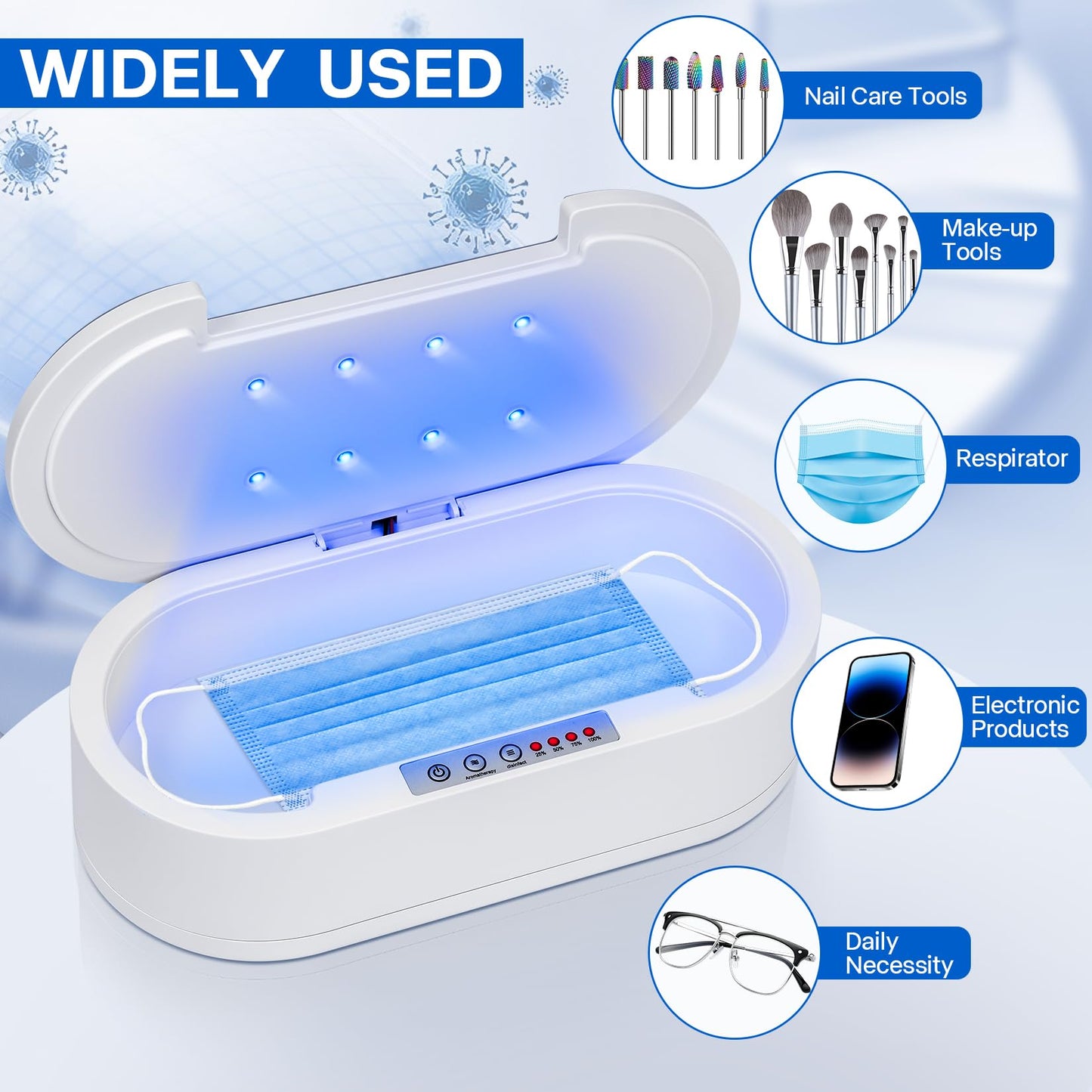 Nail Tool Sterilizers Box, Blue Light Cleaning Nail Sterilizer Machine, Convenient & Efficient Health Protection For Manicure & Beauty Salon Tools, Jewelry, Glasses, Phone