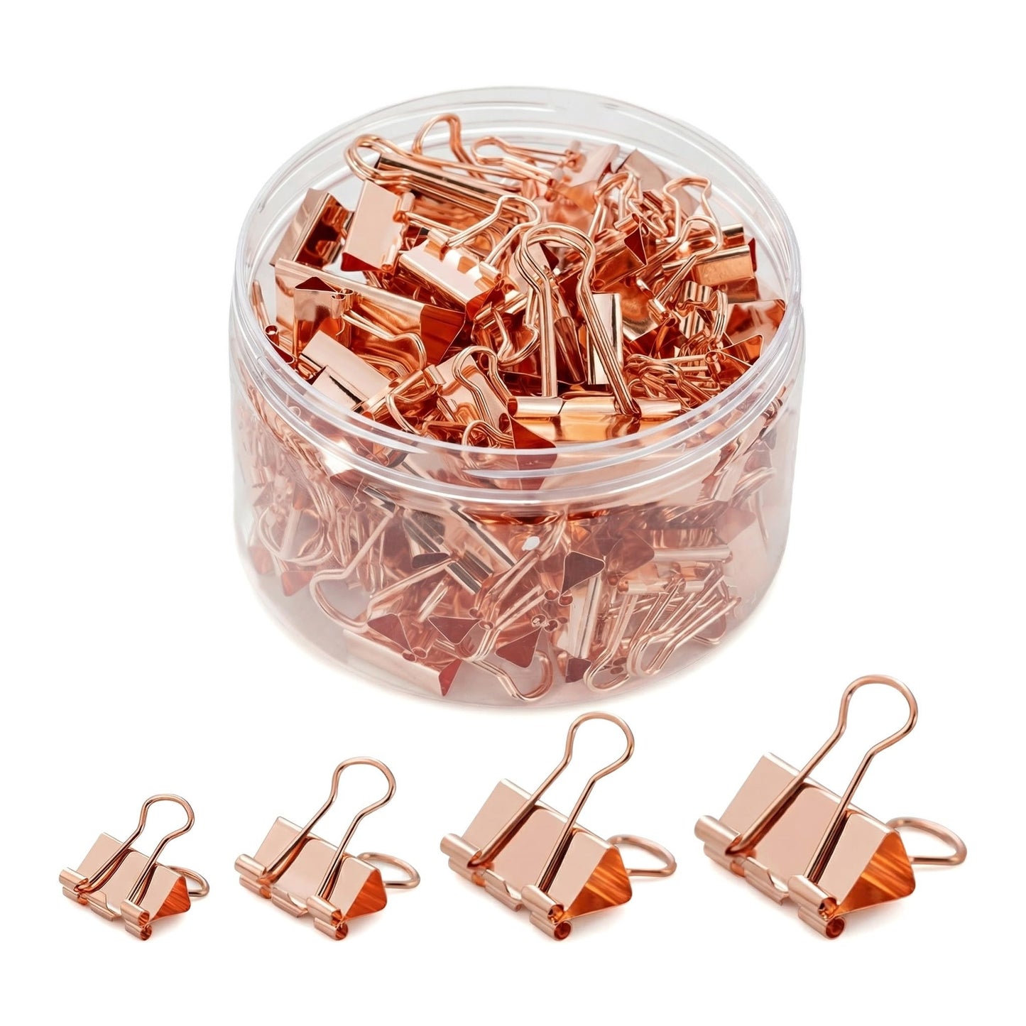 ZYFOFFICE Gold Binder Clips, Assorted Sizes, Solid Metal with Stainless Steel Handle, 100 Pack for Office School Supplies (Rose Gold)