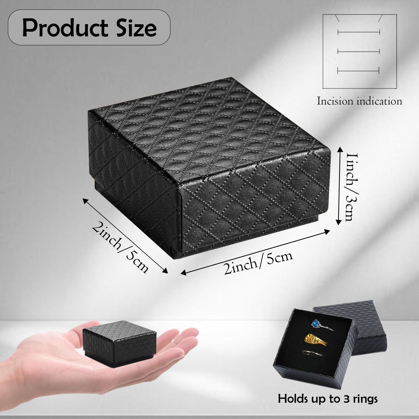 Lingletu 48Pcs Jewelry Gift Box Set -2 x 2x 1.2 Inch Ring Boxes with Velvet Liner for Earrings, Necklaces, Bracelets - Wedding, Engagement, Birthday Presentation - Retail Display Boxes