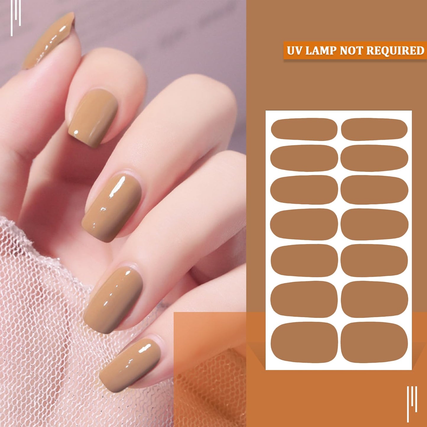 SILPECWEE 20 Sheets Thanksgiving Nail Wraps for Women Nail Polish Stickers Fall Solid Color Stick on Nail Polish Strips Self Adhesive Gel Nail Strips Fingernail Sticker with Nail File