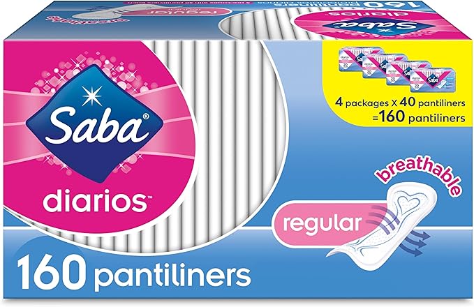 Saba Diarios Regular Pantiliners | All Day Freshness & Comfort Panty Liners for Women | Feminine Care Designed for All Body Sizes | Care Free Rapid Absorption | 160 Pantiliners (4 Packages, 40