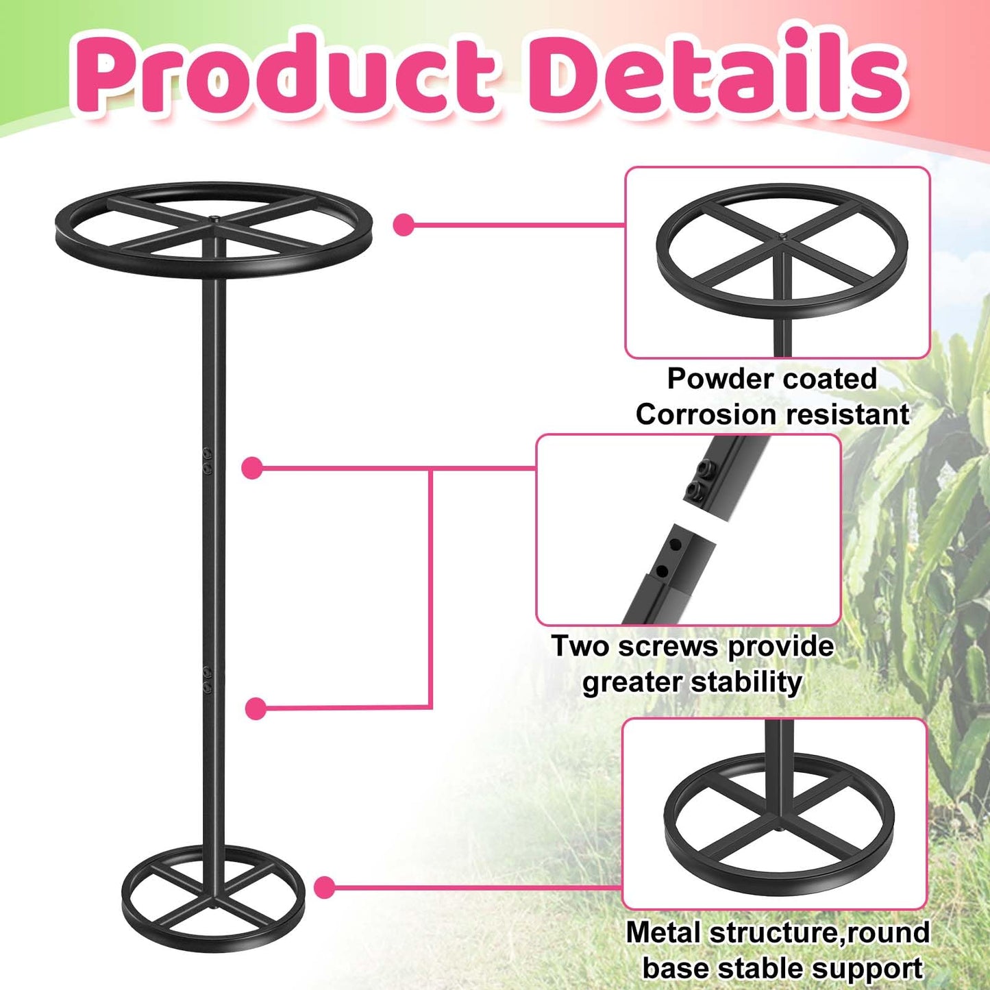 ODSNANIE Metal Dragon Fruit Trellis, Adjustable Durable Dragon Fruit Plant Trellis Vertical Indoor Support Frame for Climbing Plants Trees Cactus Garden Outdoor Potted Support,1 Pcs