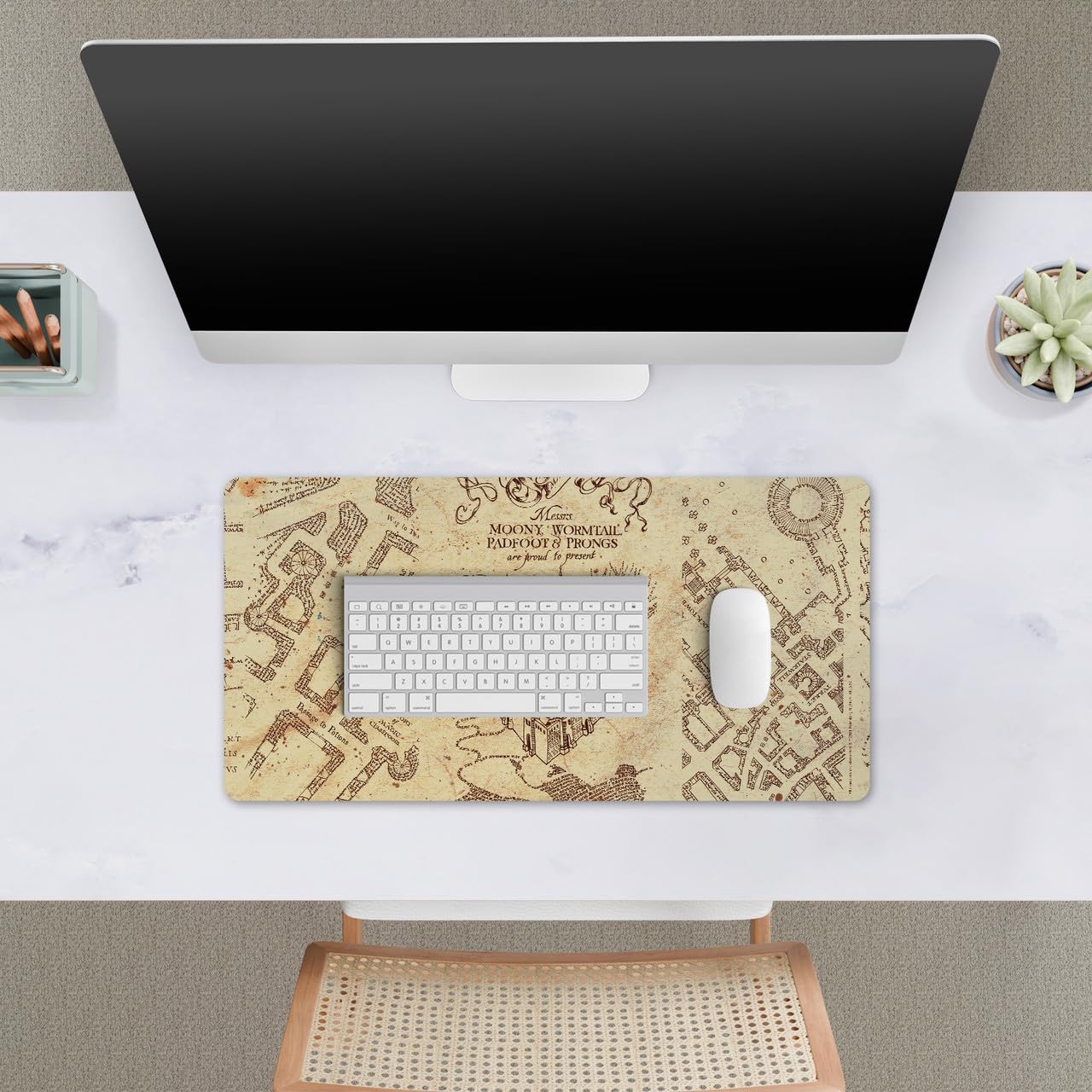 Head Case Designs Officially Licensed Harry Potter The Marauder's Map Graphics 23.62 x 11.81 x 0.12 inches (600 x 300 mm) - L Gaming Office Desk PC Keyboard Mouse Mat Pad