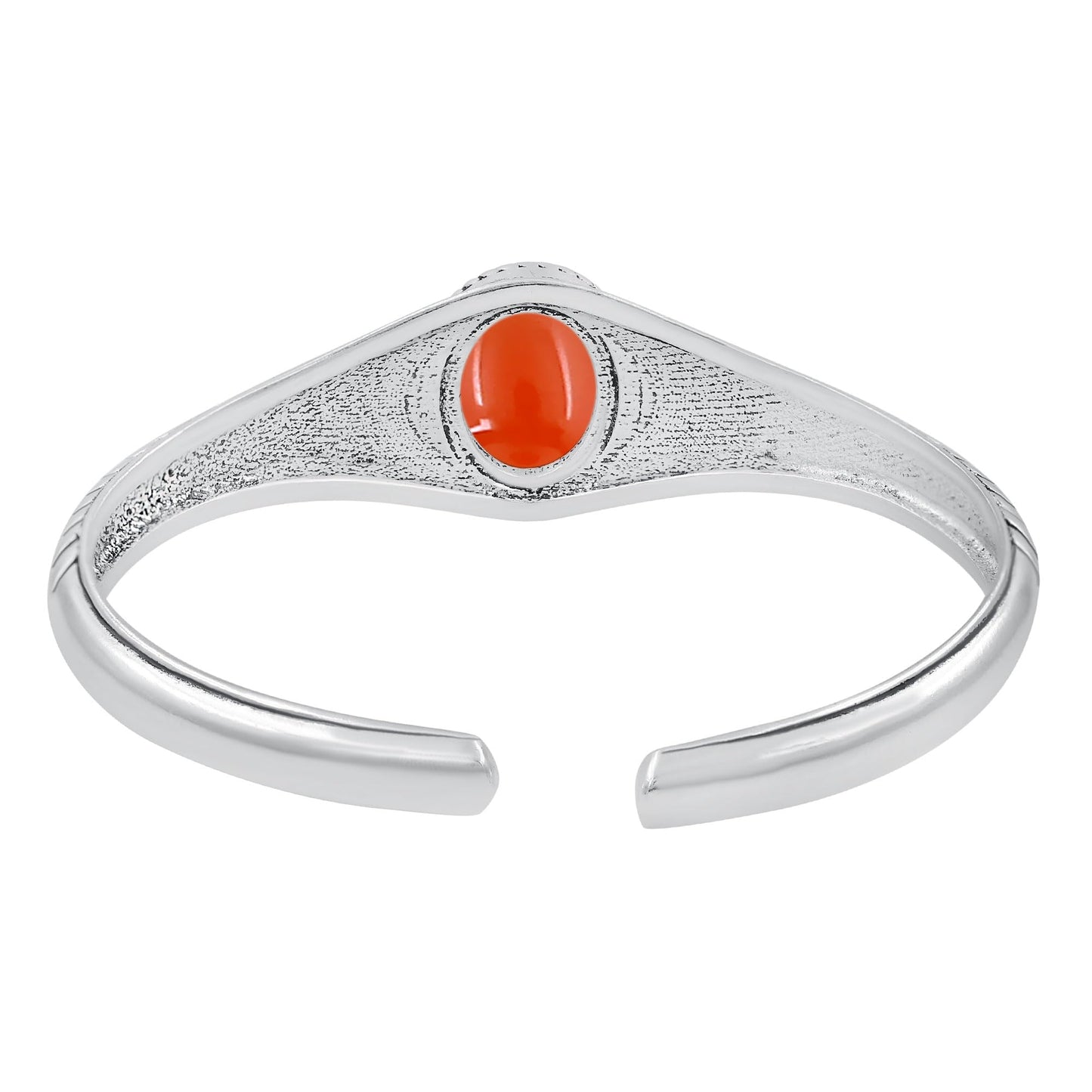Carnelian Cuff Bangle Bracelet for Men Women – Handmade 925 Silver Plated Adjustable Boho Jewelry – Natural Gemstone July Birthstone Bold Statement Bangle – Fashion Statement Spiritual Jewelry