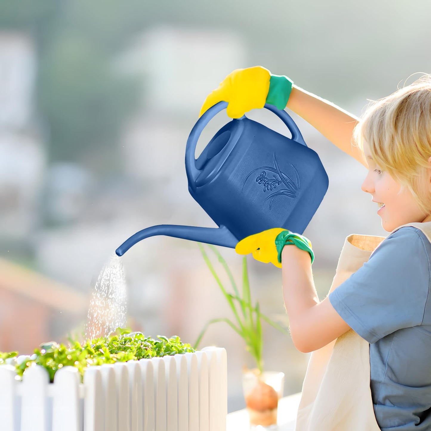 UFANME Hand Plastic Watering Can - for Home Plant Garden - 1/2 Gallon - Blue
