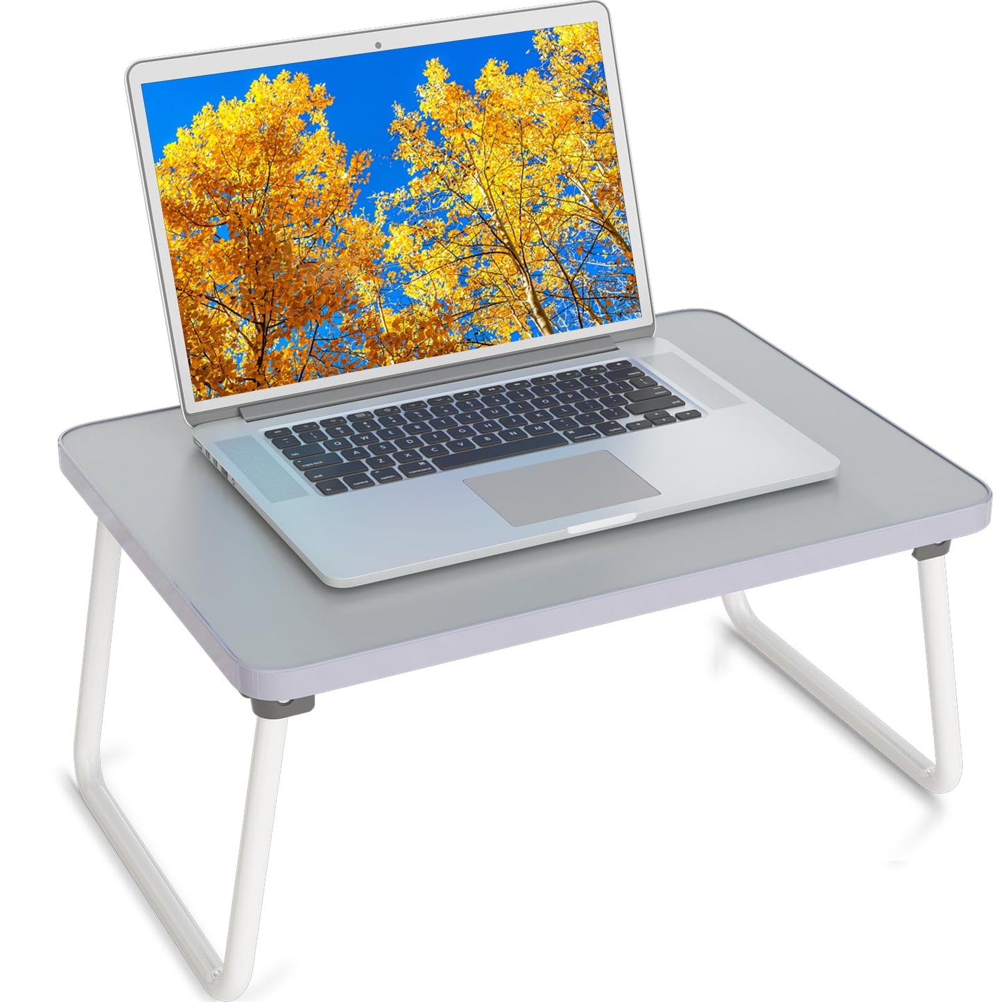 Lap Desks Laptop Tray for Bed or Couch,Portable Breakfast Serving Tray with Folding Legs,Foldable & Lightweight Mini Table, Laptop Stand for Working, Reading and Writing,Gray