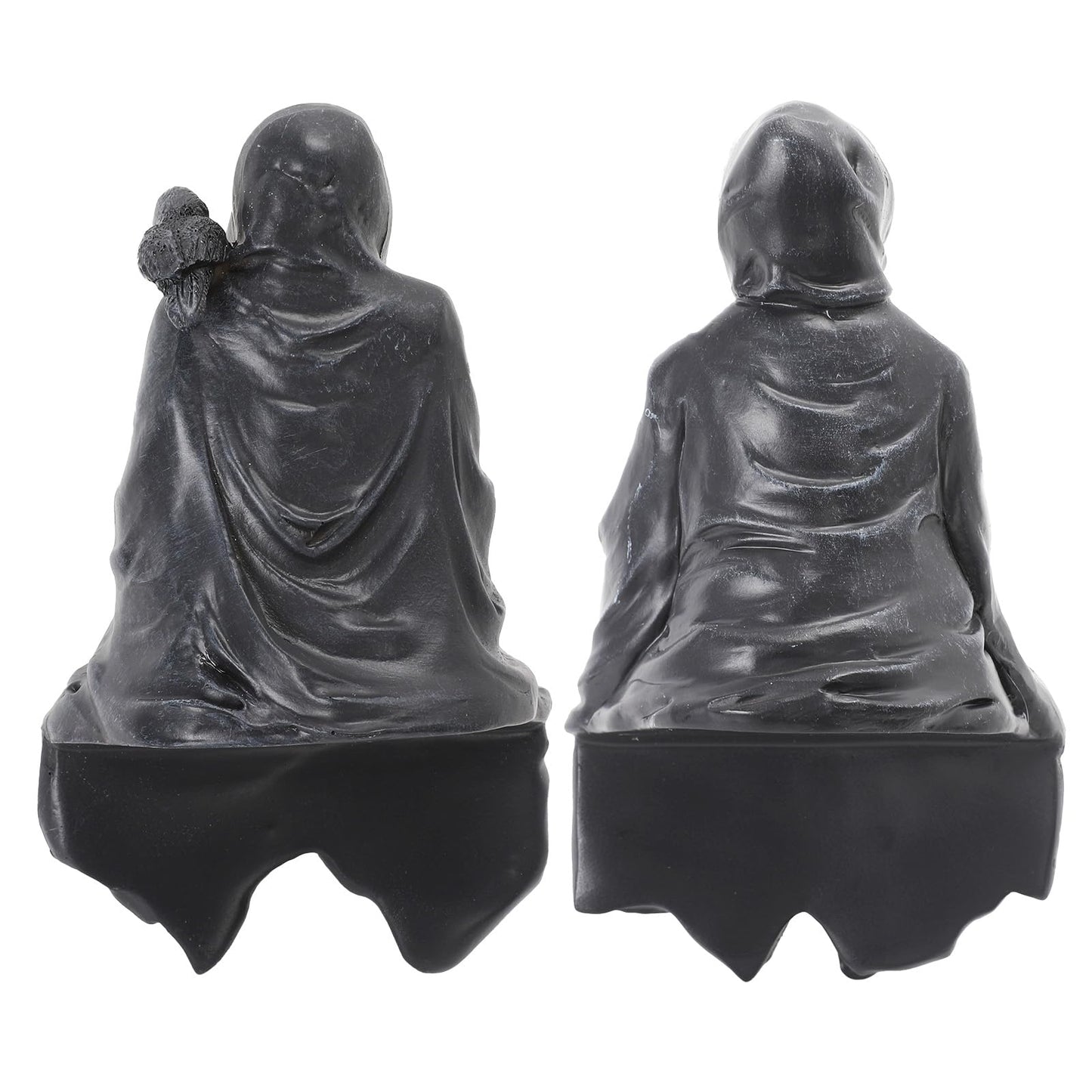 YYPLIAN 2 PCS Grim Reaper Statue Gothic Faceless Figure Decor Sitting Statue with Rose and Cat for Halloween Home Tabletop Bookshelf Figure Decor