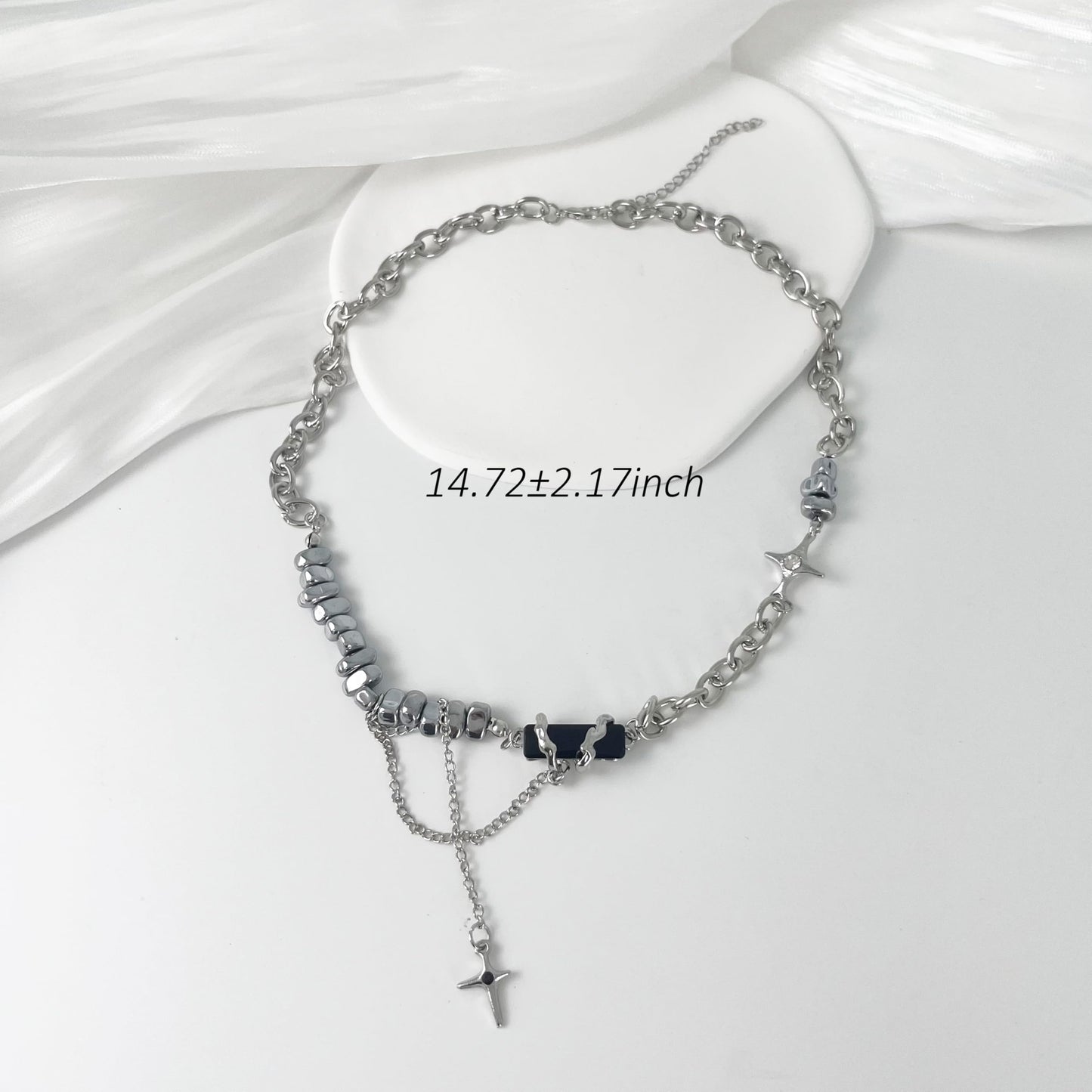 Buyongwant Irregular Necklace Y2k Collar Chain Black Pendant Star Splice Fashion Style Trend Retro