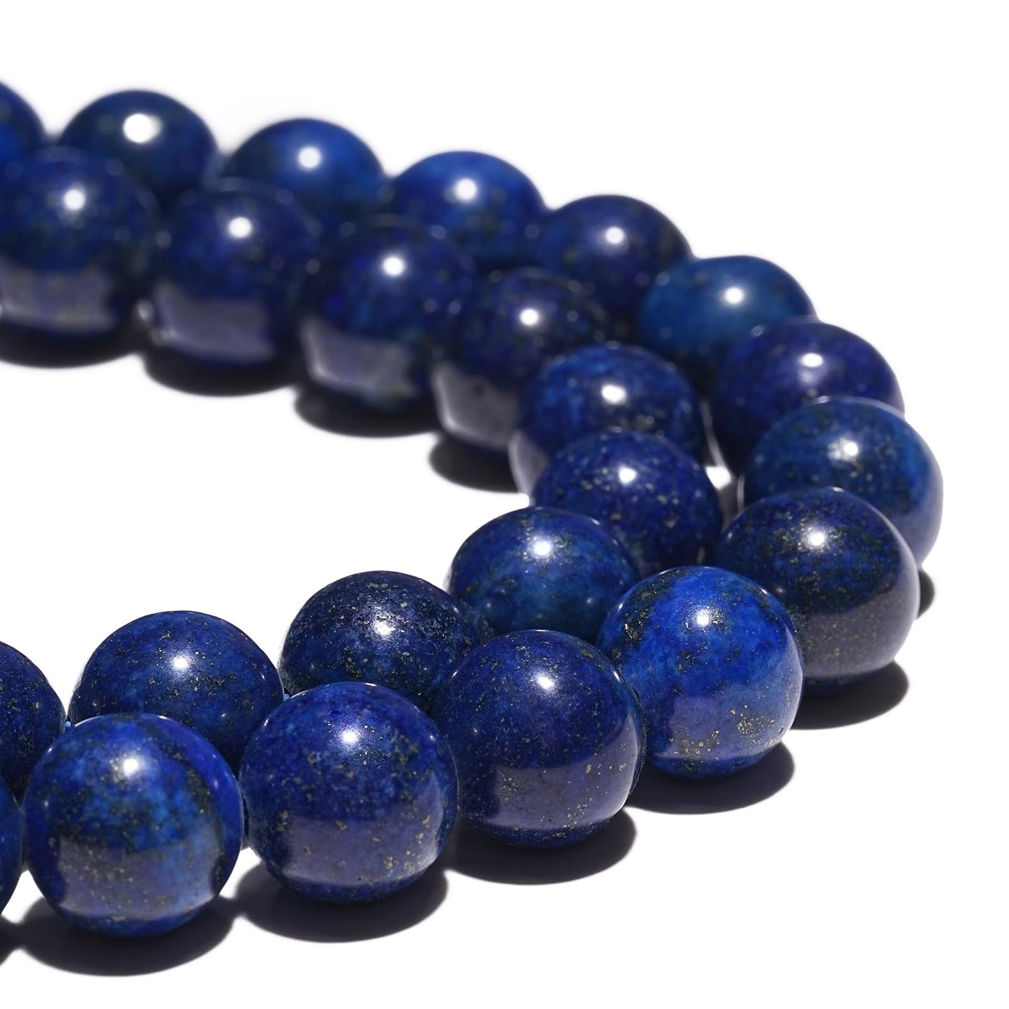 8mm Natural Lapis Lazuli Gemstone Beads Polished Round Smooth Stone Beads for Bracelets Jewelry Making 15inch Loose Beads