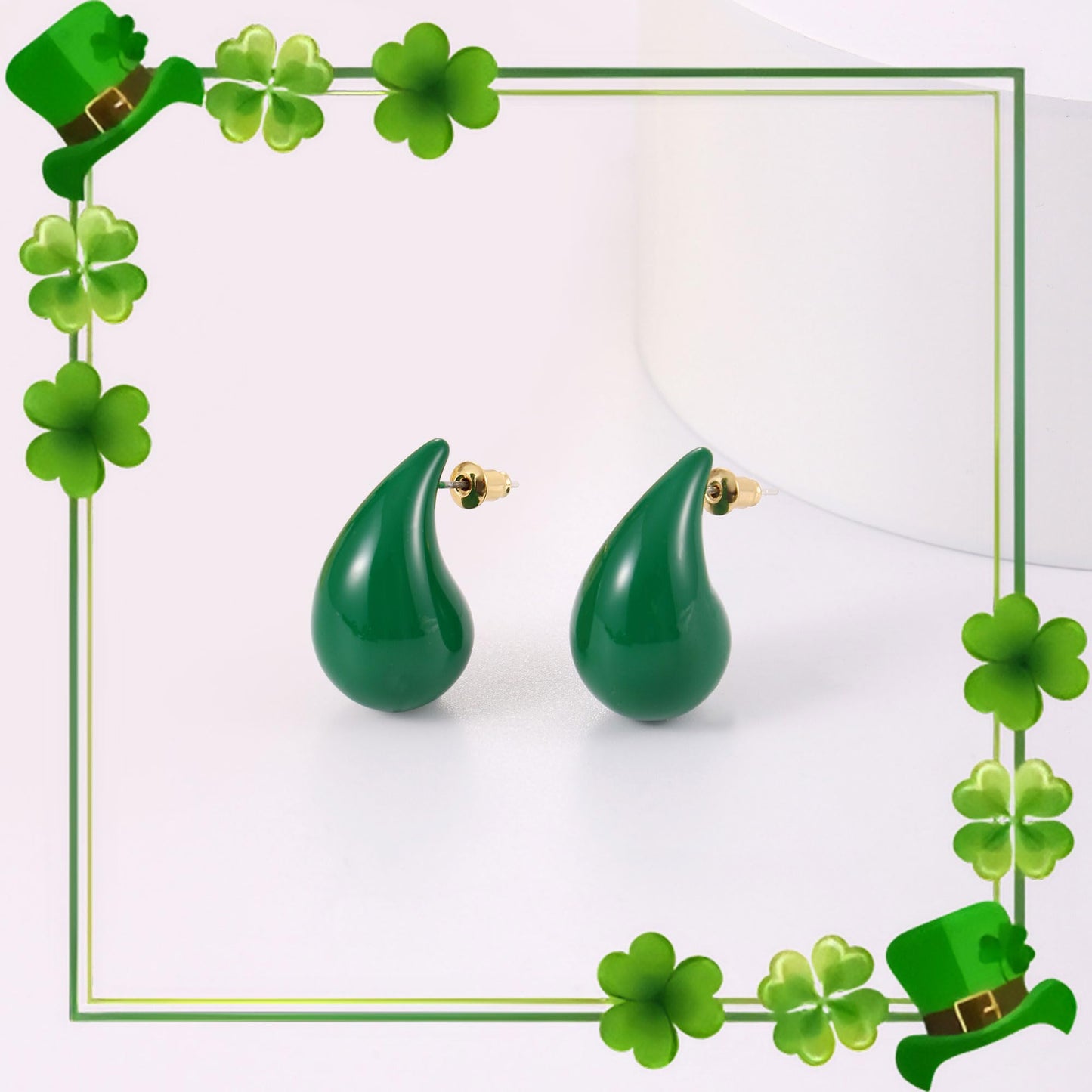 Gacimy Green Teardrop Earrings Dupes for Women, Chunky Drop Earrings for Women with 925 Sterling Silver Post, 1 Inches Green